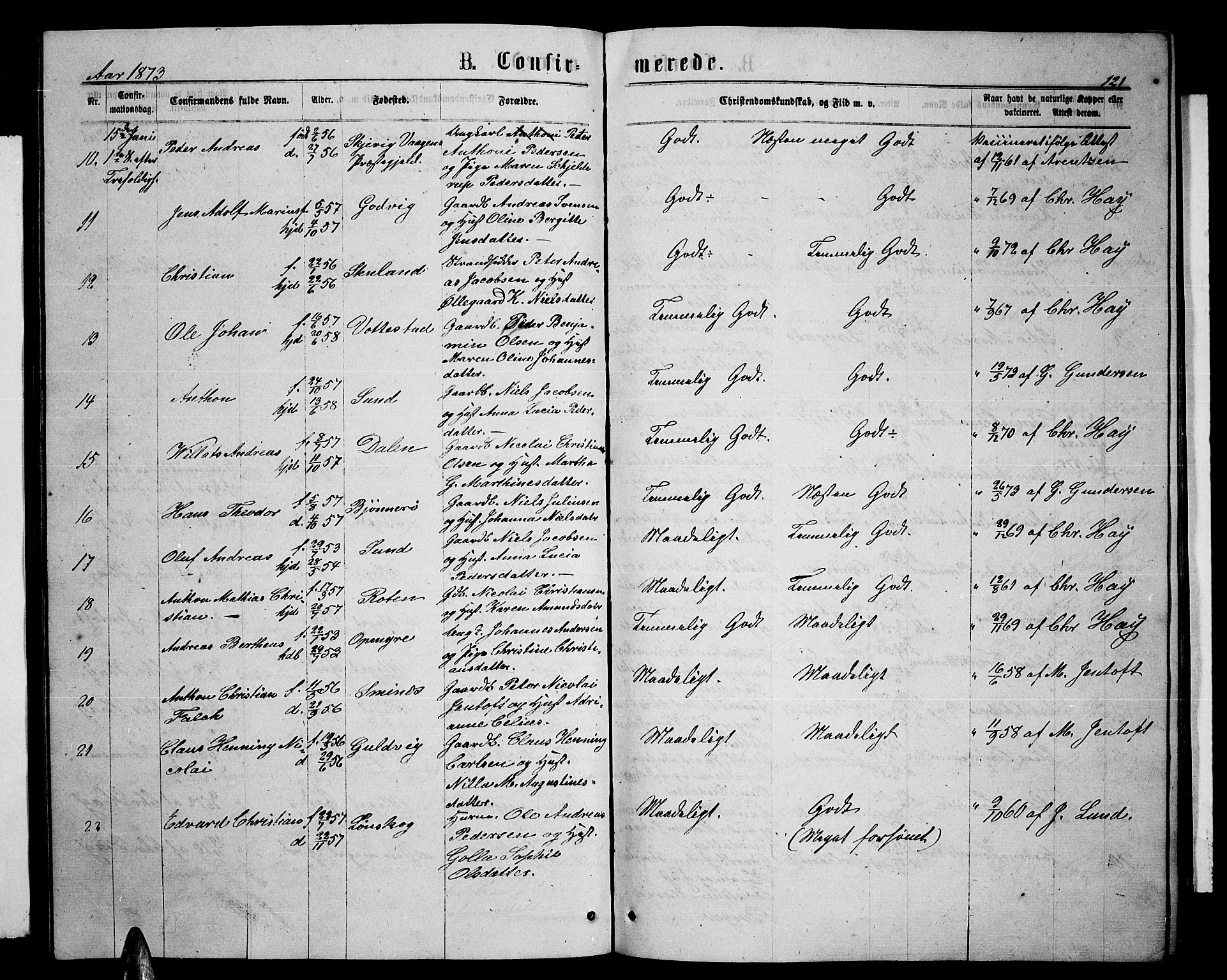 Ministerialprotokoller, klokkerbøker og fødselsregistre - Nordland, AV/SAT-A-1459/893/L1348: Parish register (copy) no. 893C03, 1867-1877, p. 121