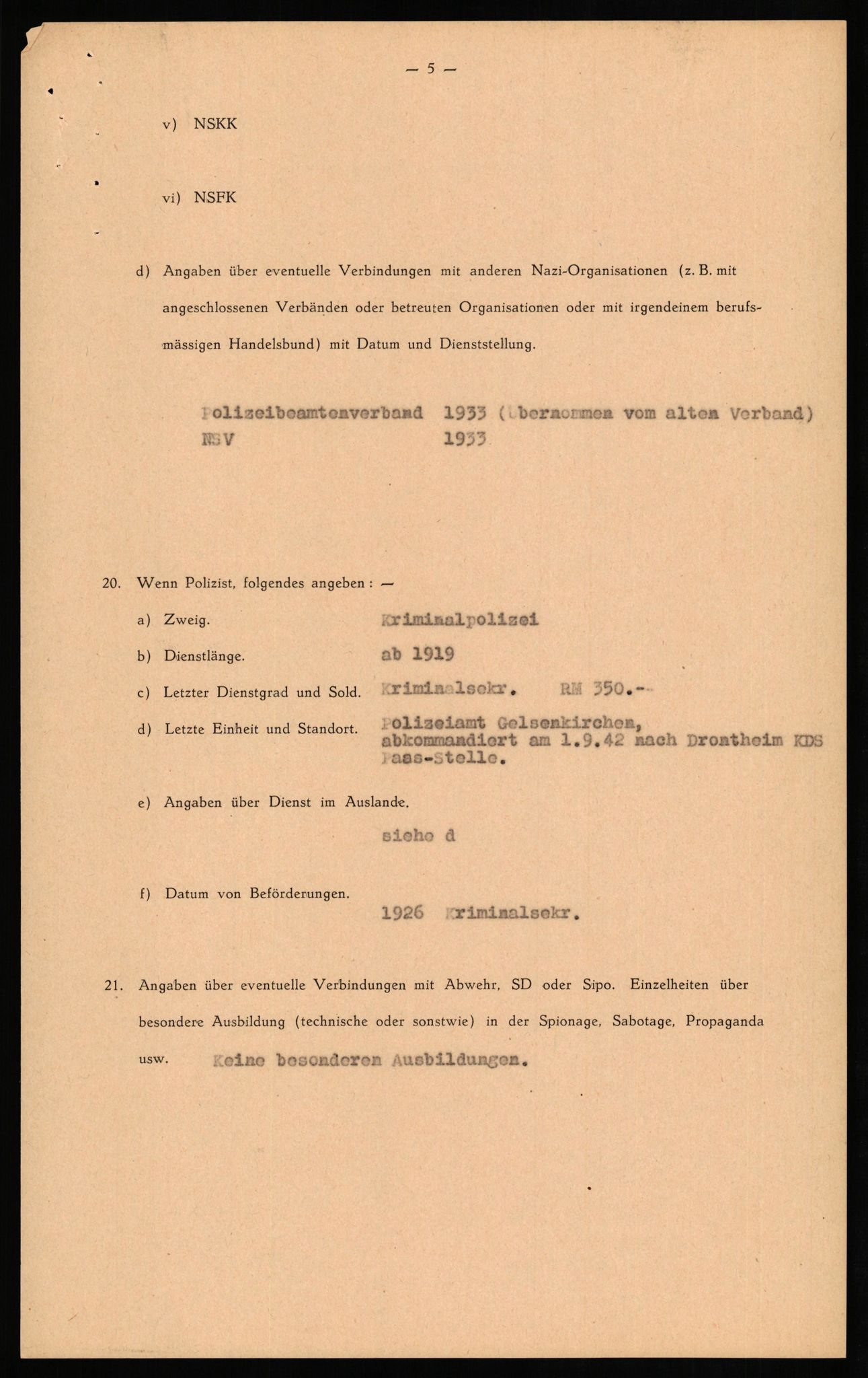 Forsvaret, Forsvarets overkommando II, AV/RA-RAFA-3915/D/Db/L0020: CI Questionaires. Tyske okkupasjonsstyrker i Norge. Tyskere., 1945-1946, p. 152
