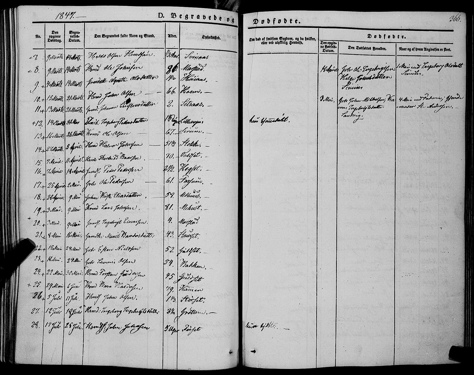 Ministerialprotokoller, klokkerbøker og fødselsregistre - Sør-Trøndelag, AV/SAT-A-1456/695/L1145: Parish register (official) no. 695A06 /1, 1843-1859, p. 366