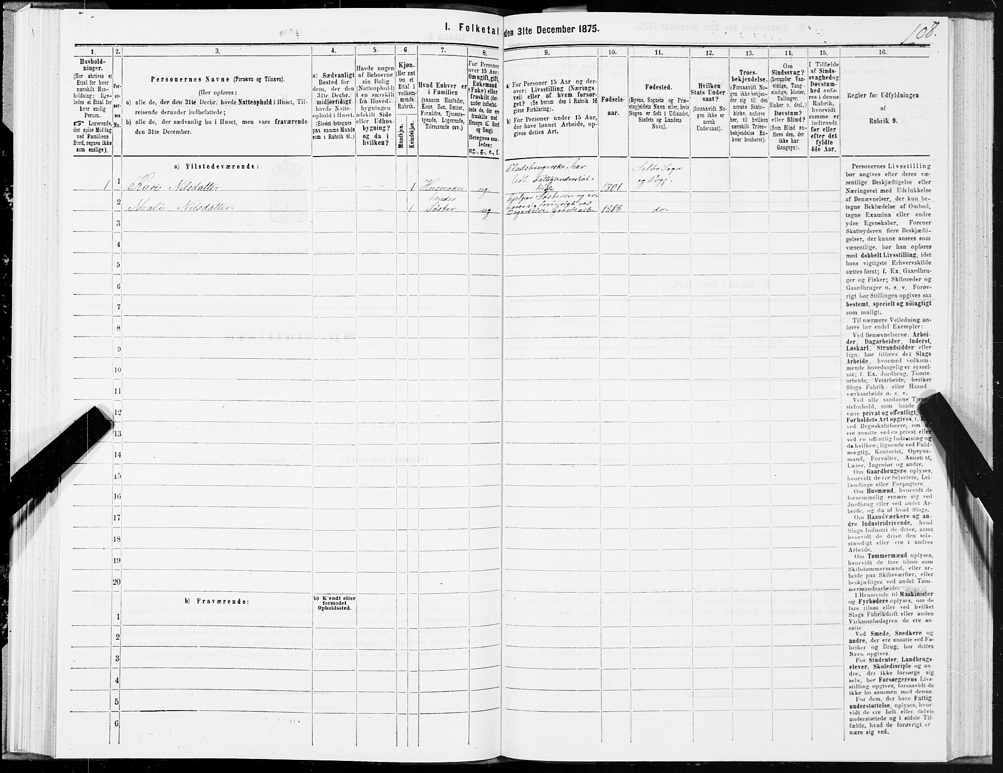 SAT, 1875 census for 1664P Selbu, 1875, p. 4108