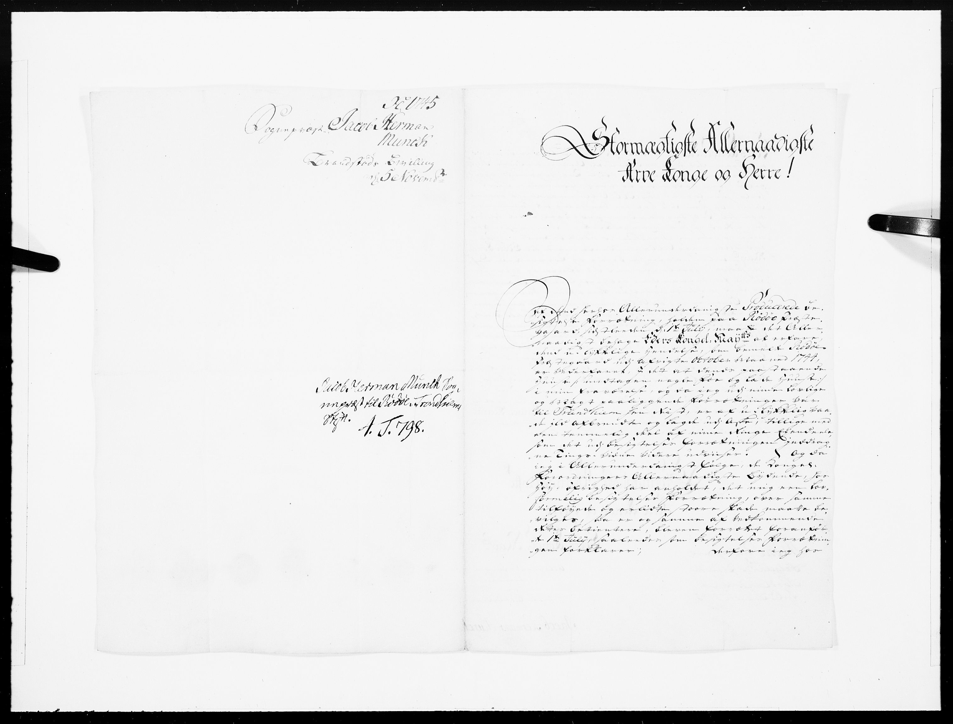 Danske Kanselli 1572-1799, RA/EA-3023/F/Fc/Fcc/Fcca/L0143: Norske innlegg 1572-1799, 1745, p. 418