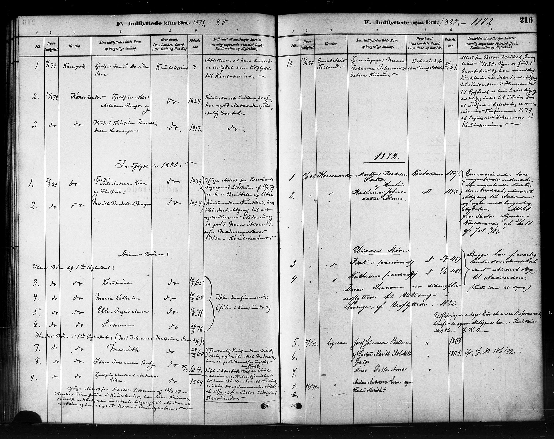 Kautokeino sokneprestembete, SATØ/S-1340/H/Hb/L0002.klokk: Parish register (copy) no. 2, 1877-1896, p. 216