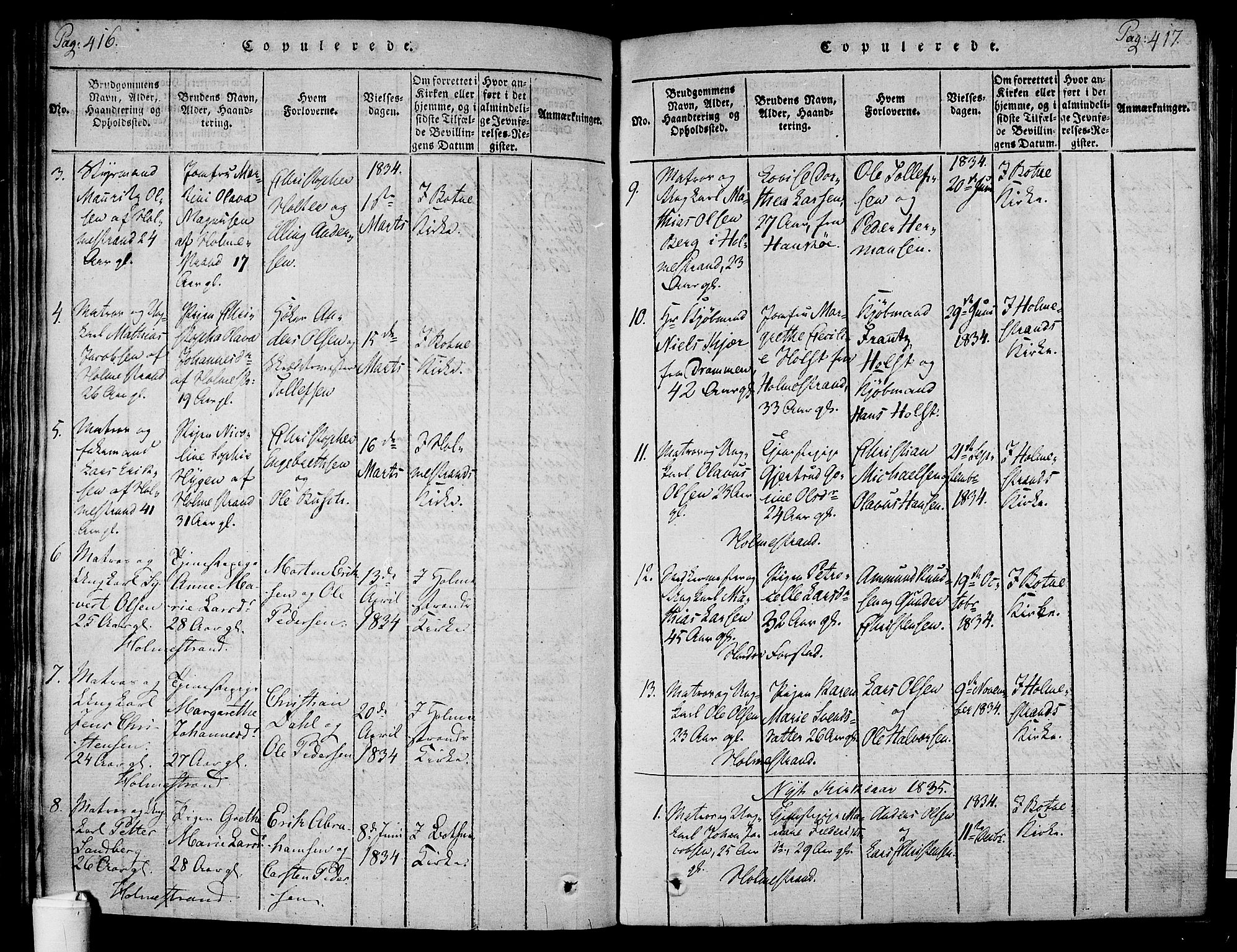 Holmestrand kirkebøker, AV/SAKO-A-346/F/Fa/L0001: Parish register (official) no. 1, 1814-1840, p. 416-417