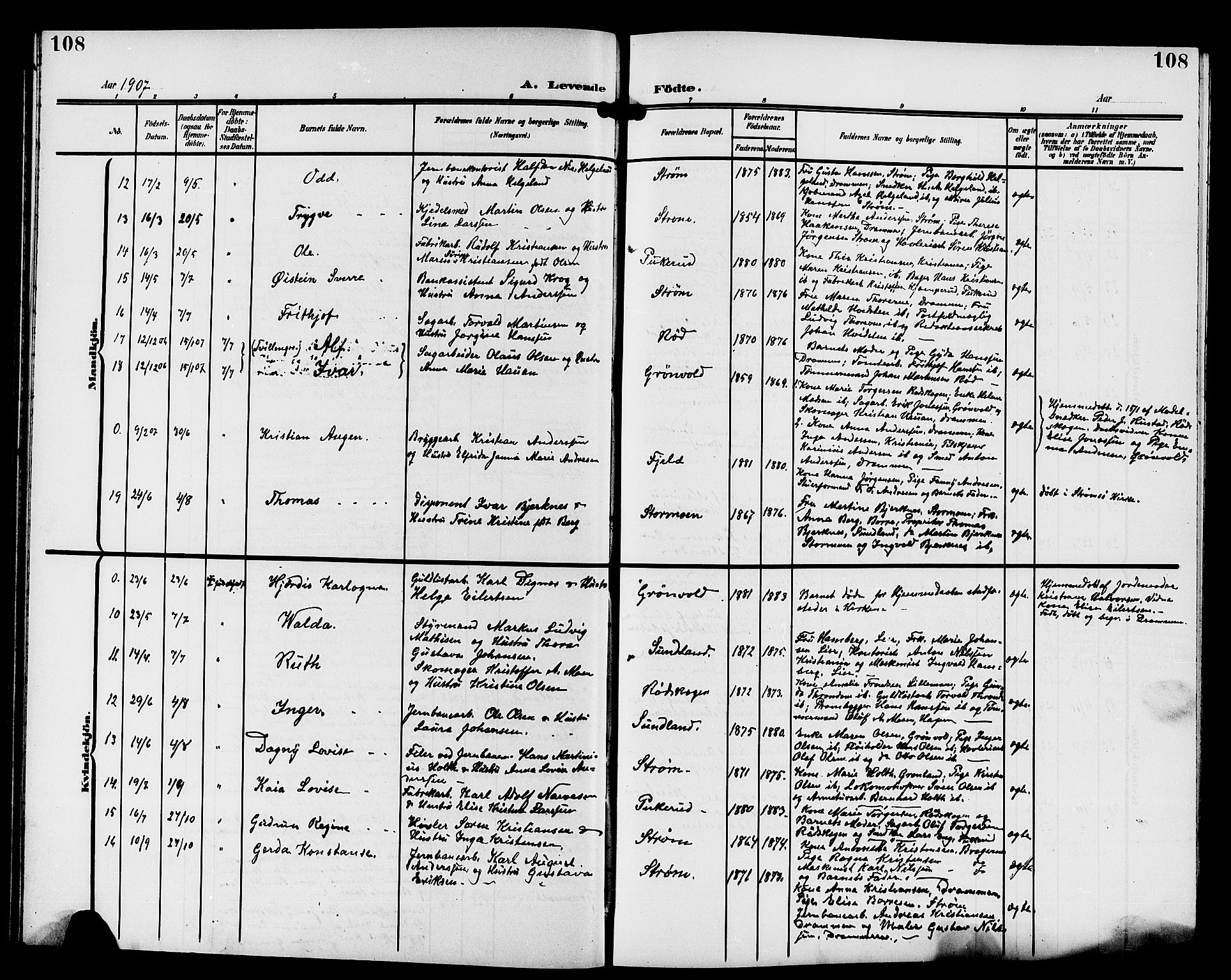 Strømsgodset kirkebøker, AV/SAKO-A-324/G/Ga/L0002: Parish register (copy) no. 2, 1885-1910, p. 108