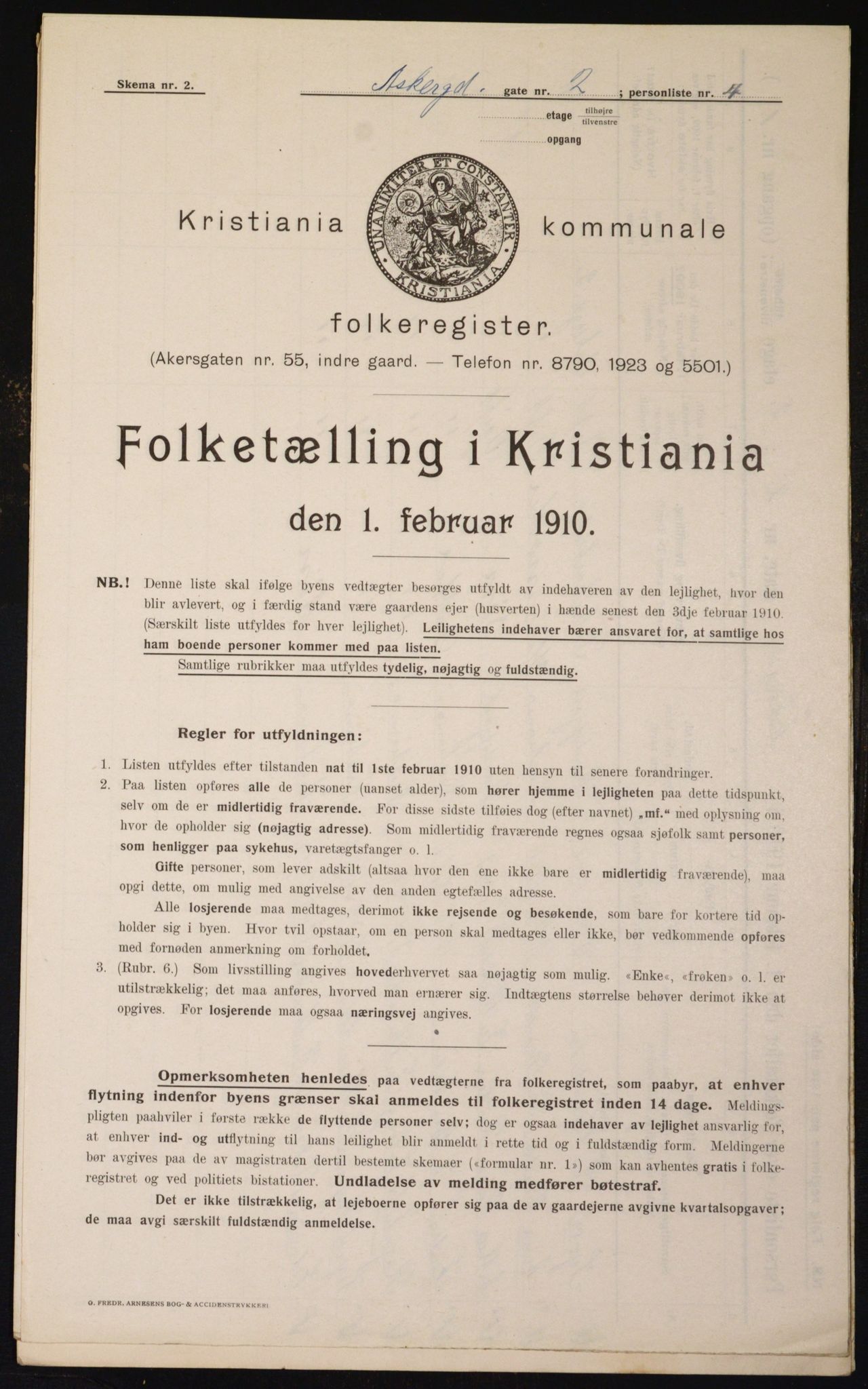 OBA, Municipal Census 1910 for Kristiania, 1910, p. 2321