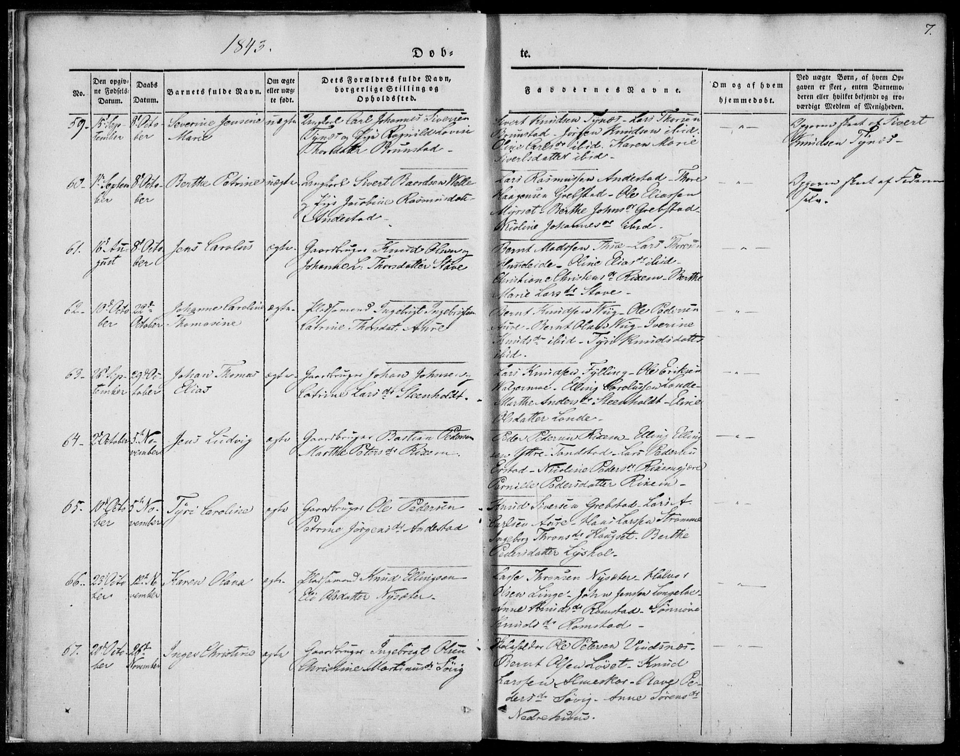 Ministerialprotokoller, klokkerbøker og fødselsregistre - Møre og Romsdal, AV/SAT-A-1454/522/L0312: Parish register (official) no. 522A07, 1843-1851, p. 7