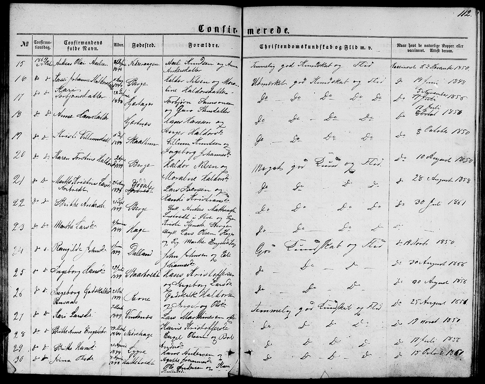 Fusa sokneprestembete, AV/SAB-A-75401/H/Hab: Parish register (copy) no. C 1, 1861-1885, p. 112