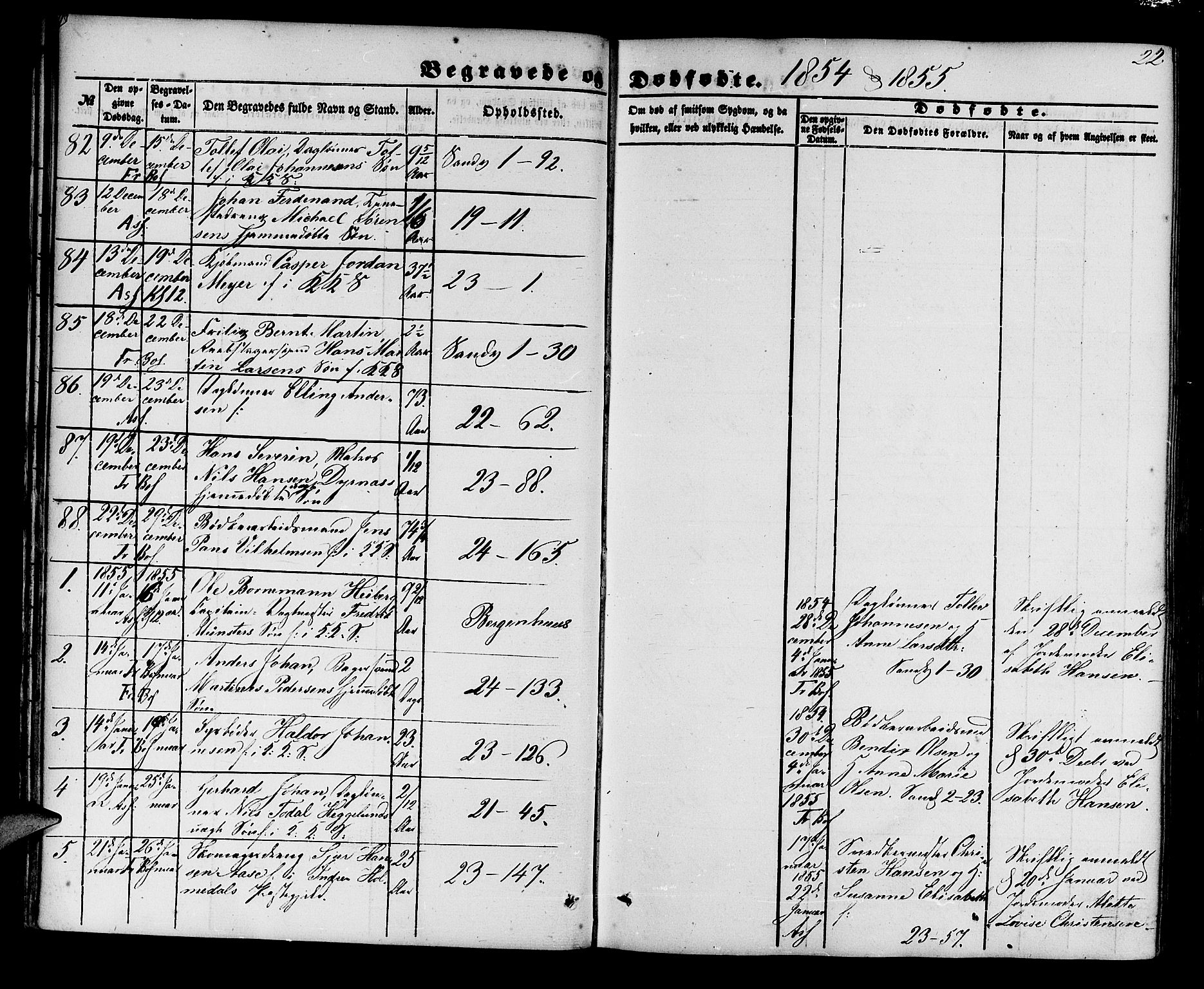 Korskirken sokneprestembete, SAB/A-76101/H/Hab: Parish register (copy) no. E 2, 1851-1871, p. 22