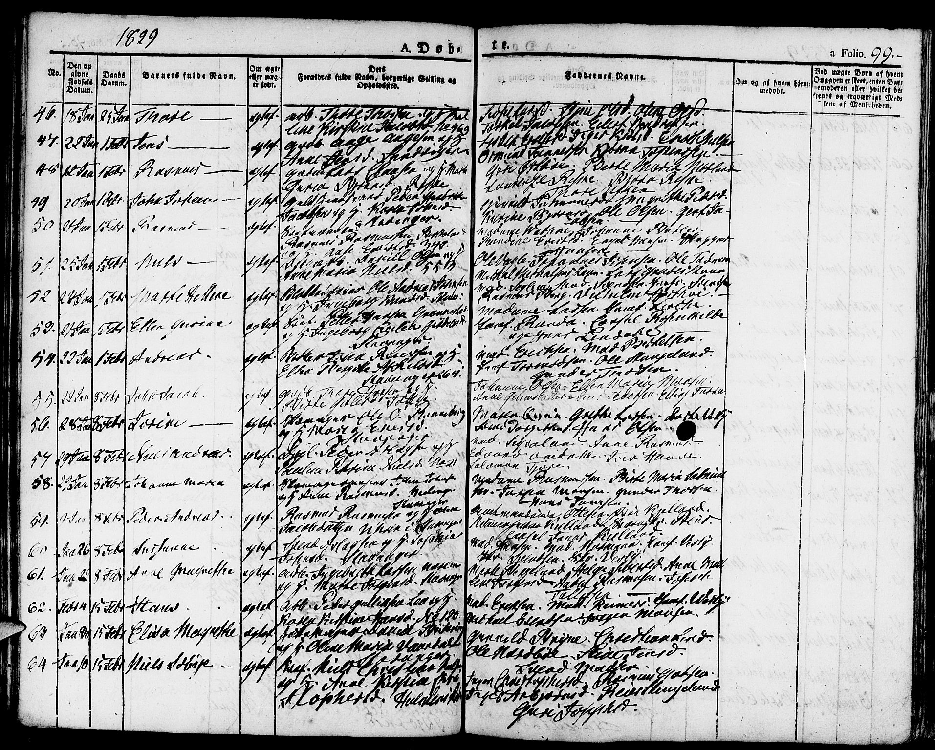 Domkirken sokneprestkontor, SAST/A-101812/001/30/30BA/L0009: Parish register (official) no. A 9, 1821-1832, p. 99