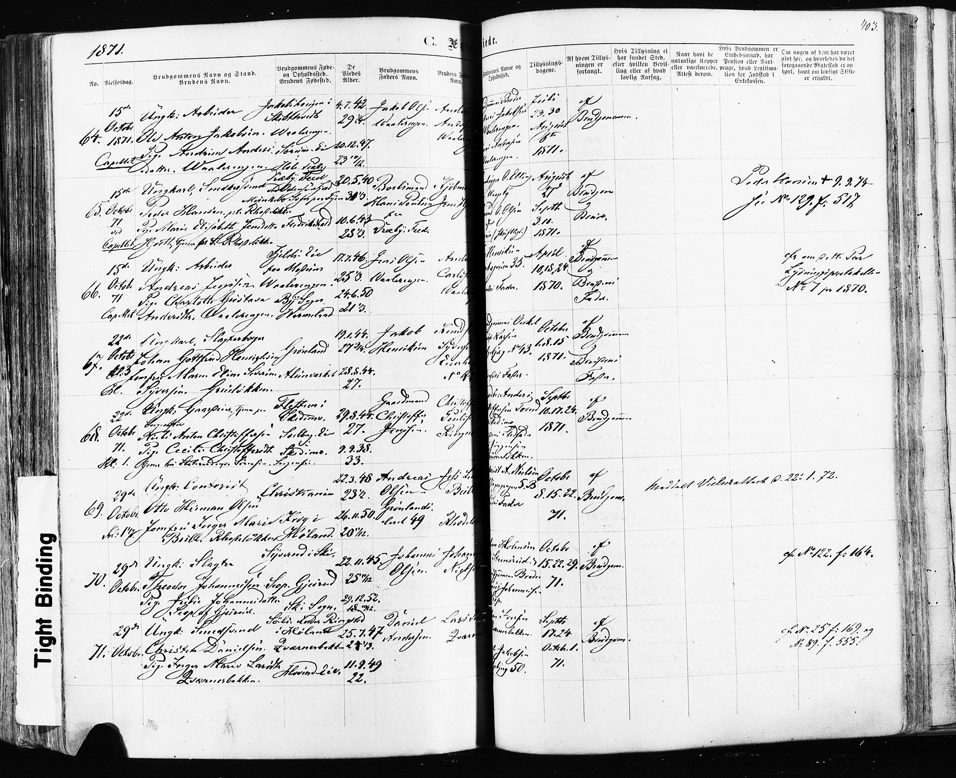 Østre Aker prestekontor Kirkebøker, SAO/A-10840/F/Fa/L0003: Parish register (official) no. I 3, 1869-1875, p. 403