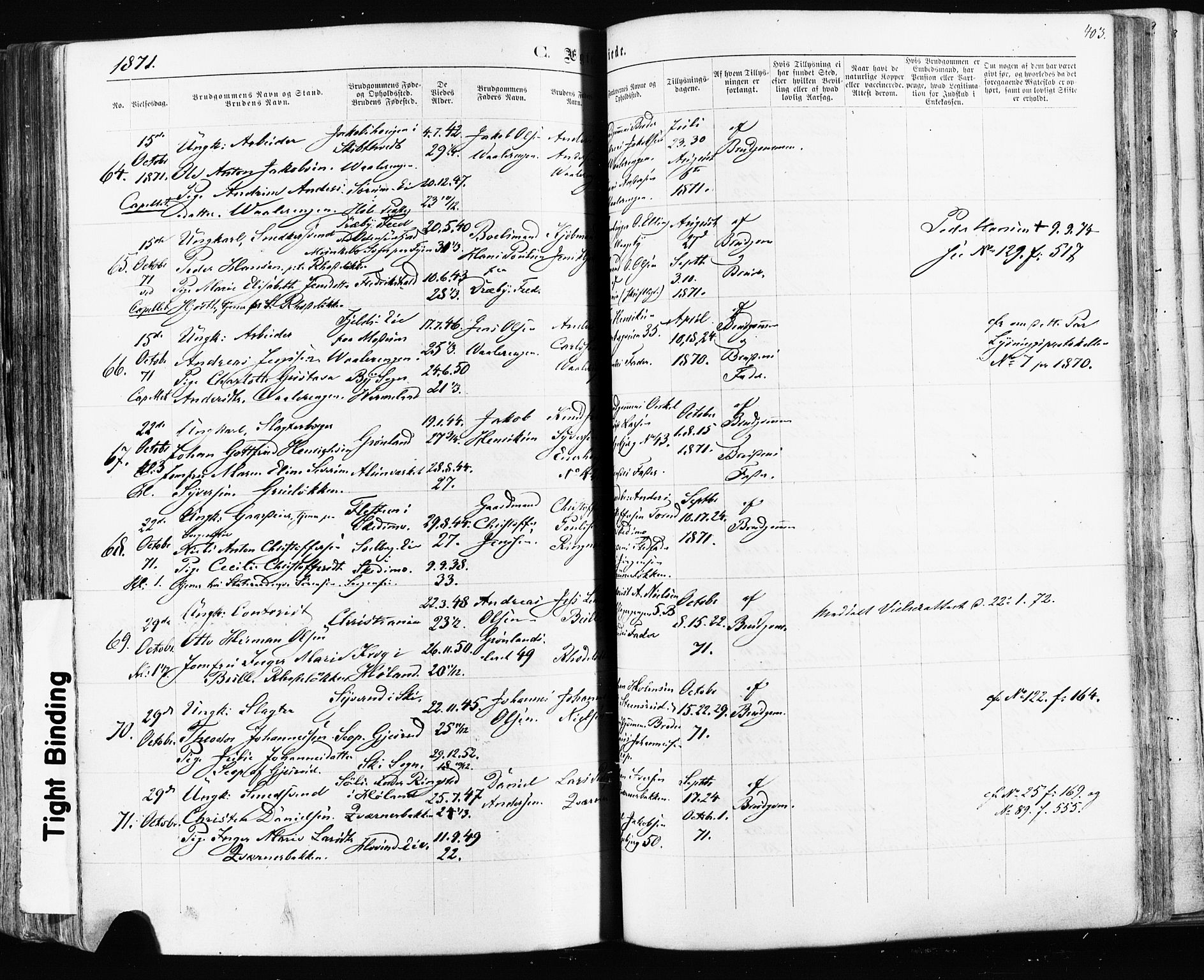 Østre Aker prestekontor Kirkebøker, AV/SAO-A-10840/F/Fa/L0003: Parish register (official) no. I 3, 1869-1875, p. 403