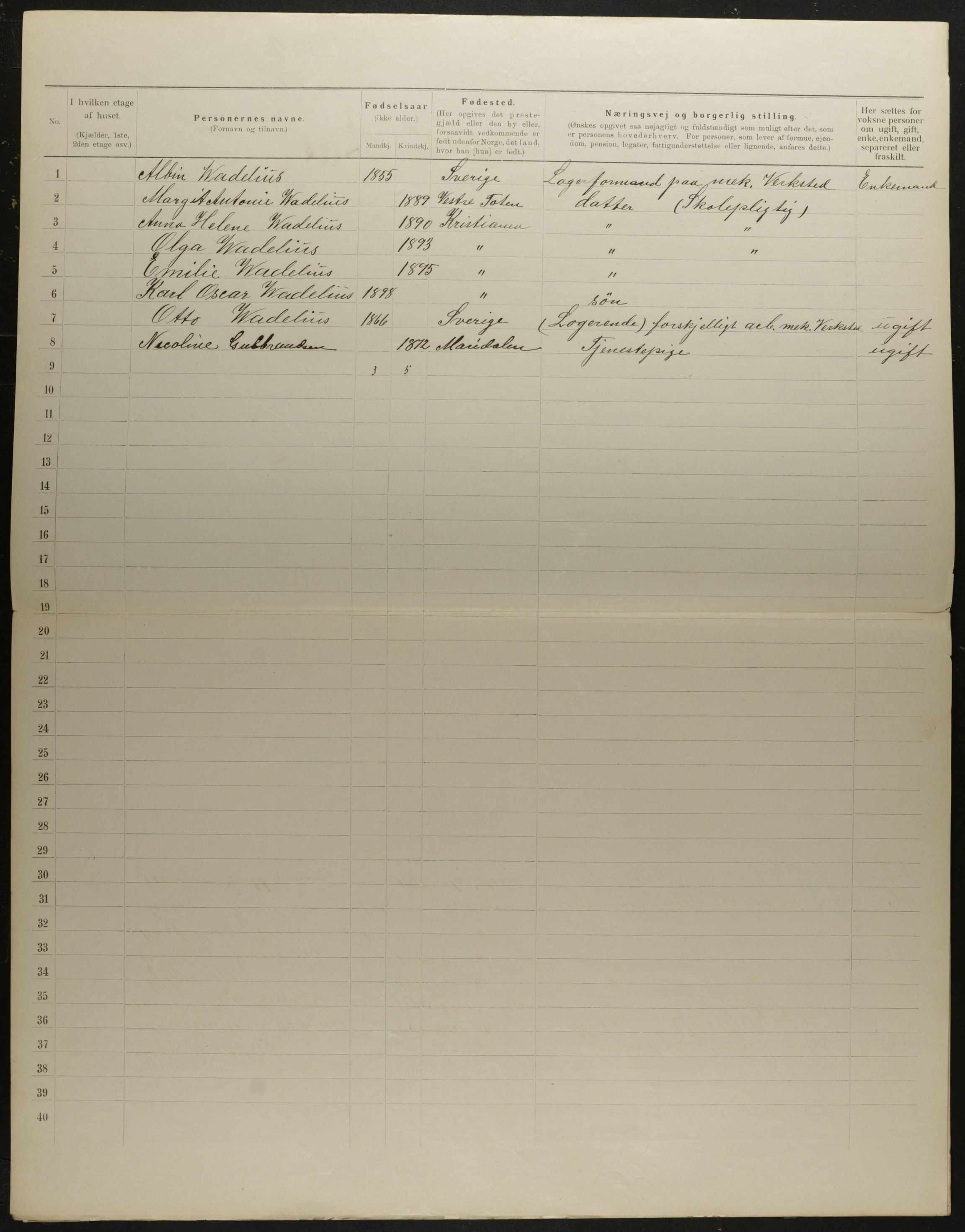 OBA, Municipal Census 1901 for Kristiania, 1901, p. 5551