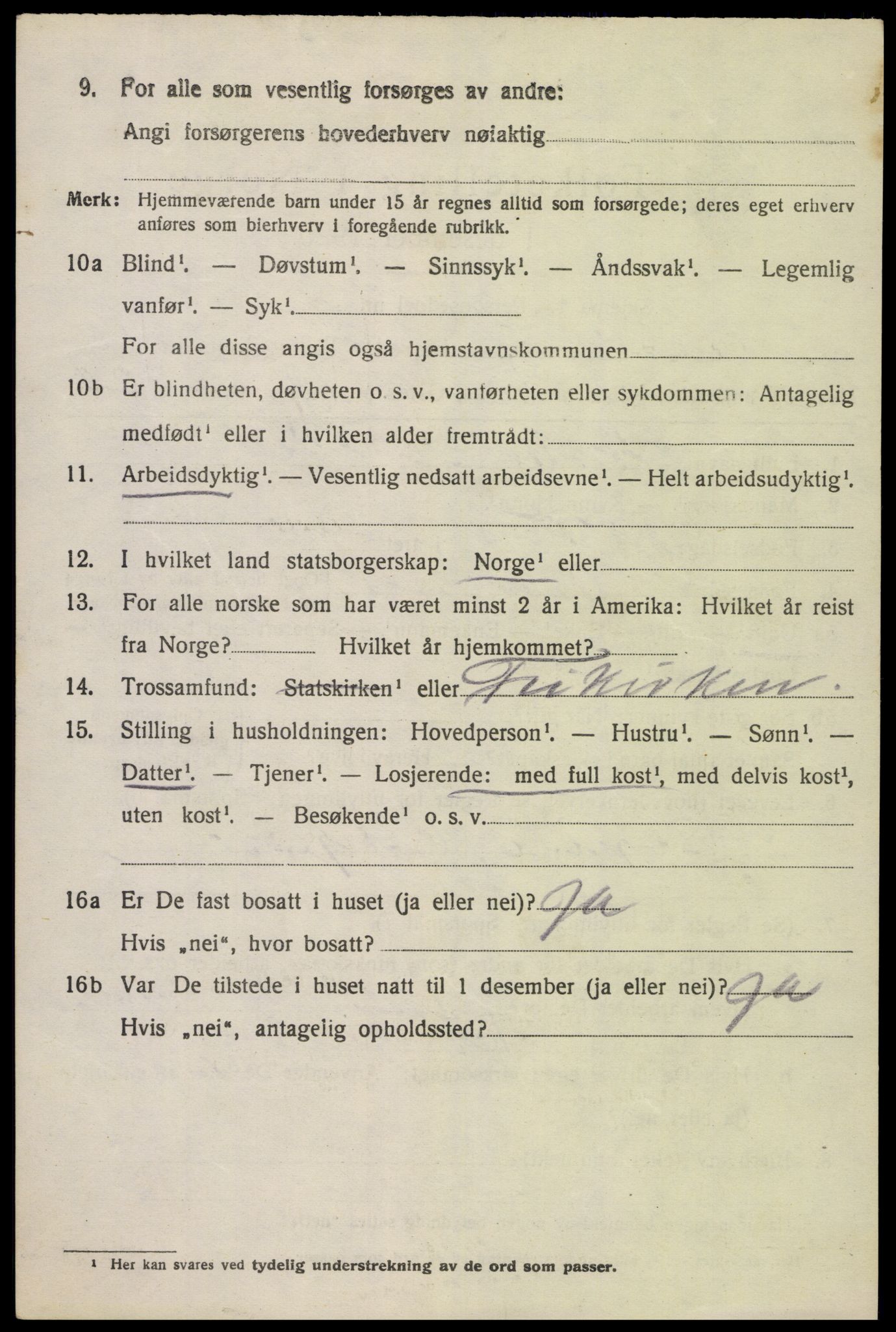 SAK, 1920 census for Oddernes, 1920, p. 12488