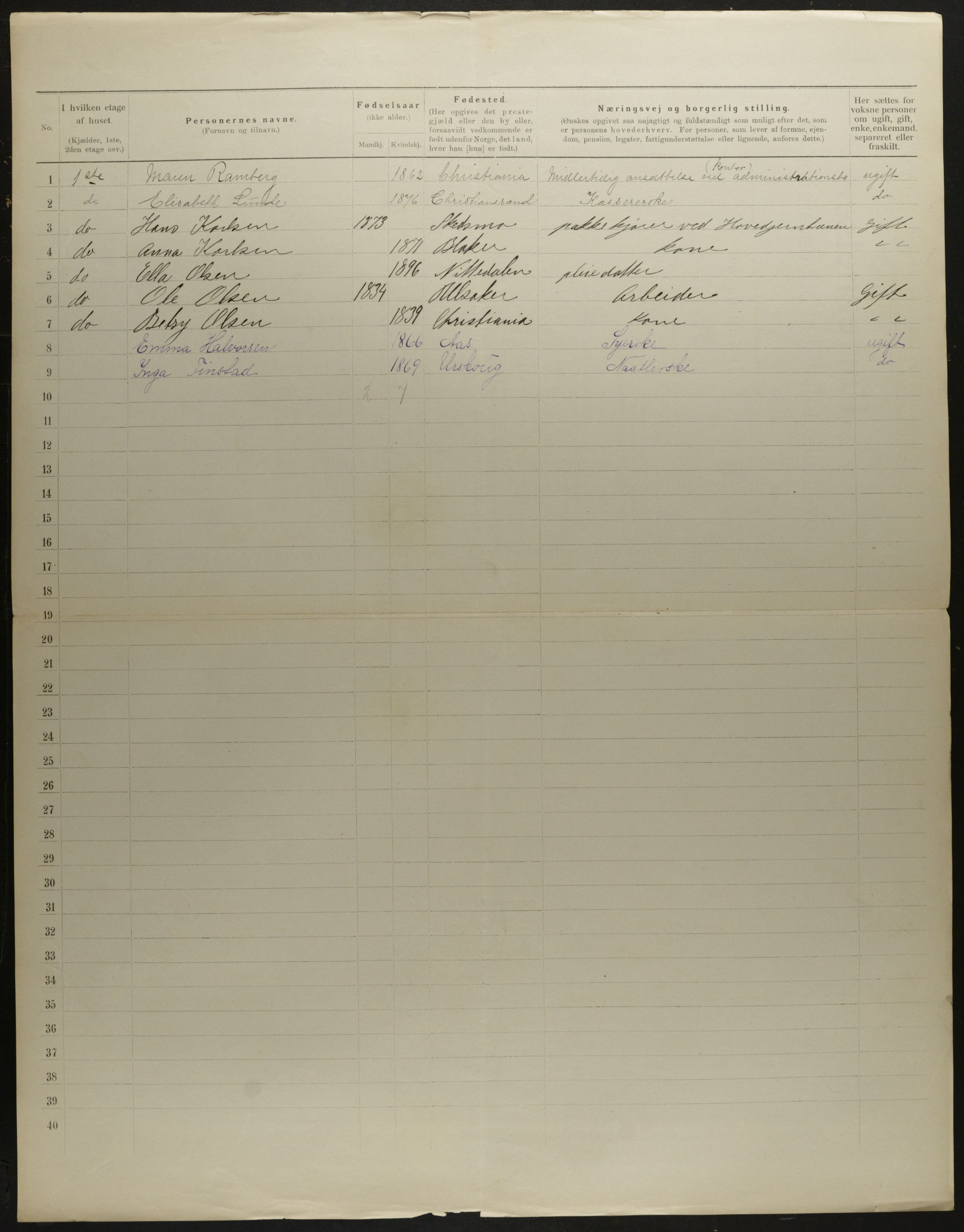 OBA, Municipal Census 1901 for Kristiania, 1901, p. 5242