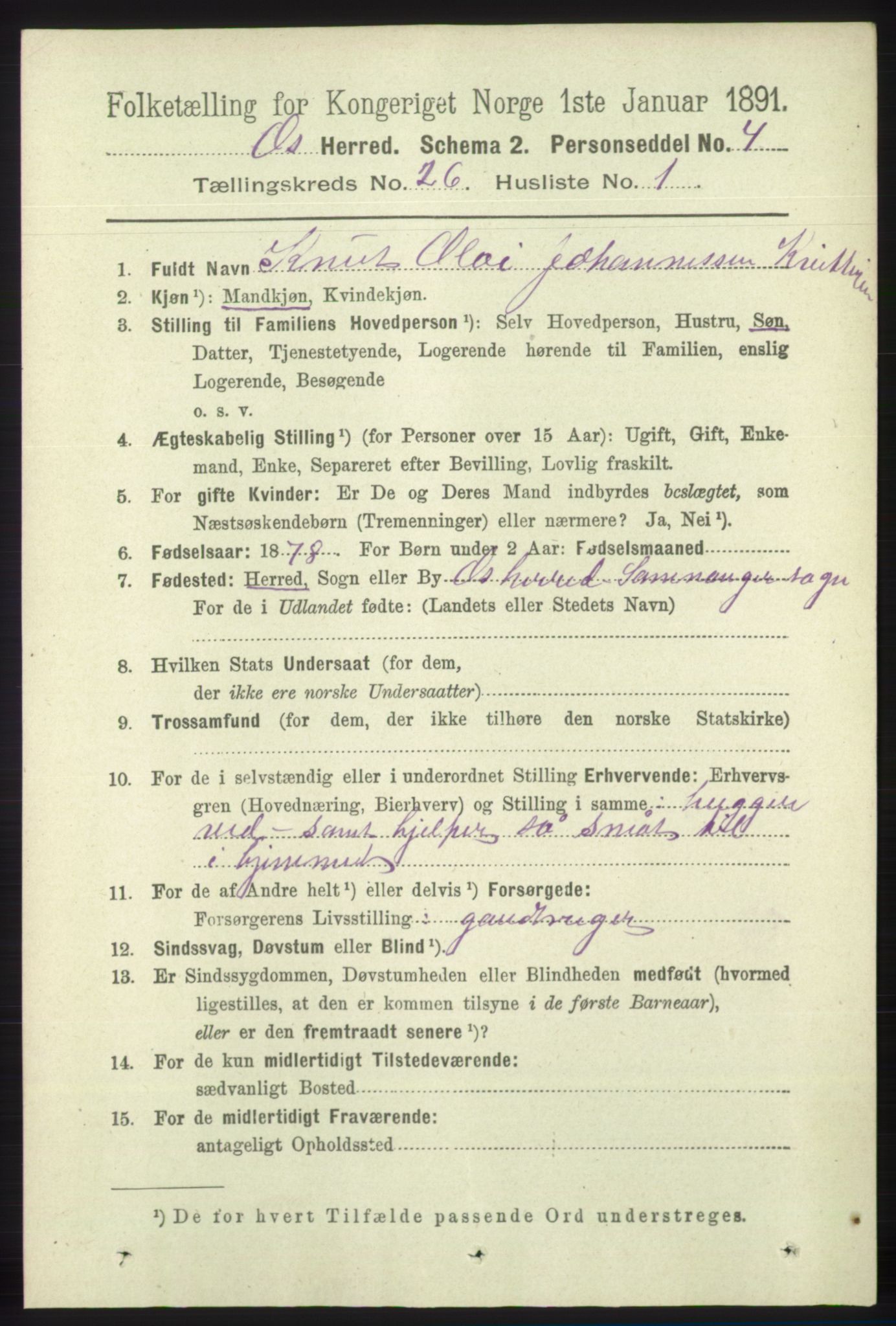 RA, 1891 census for 1243 Os, 1891, p. 5481