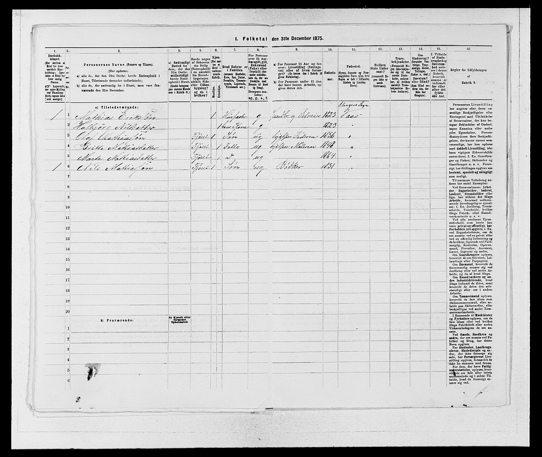 SAB, 1875 census for 1235P Voss, 1875, p. 1700