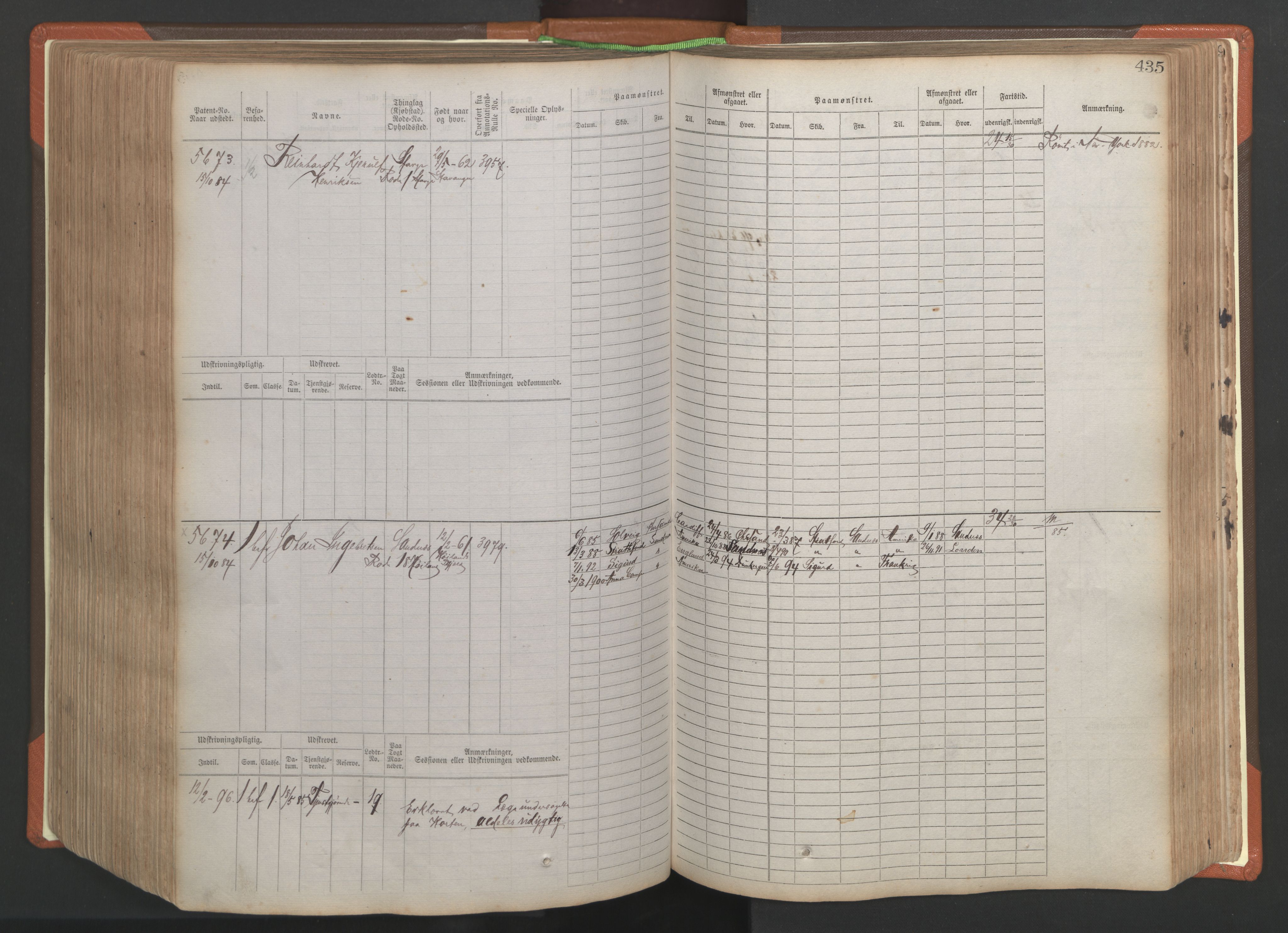 Stavanger sjømannskontor, AV/SAST-A-102006/F/Fb/Fbb/L0009: Sjøfartshovedrulle, patentnr. 4805-6006, 1879-1887, p. 441