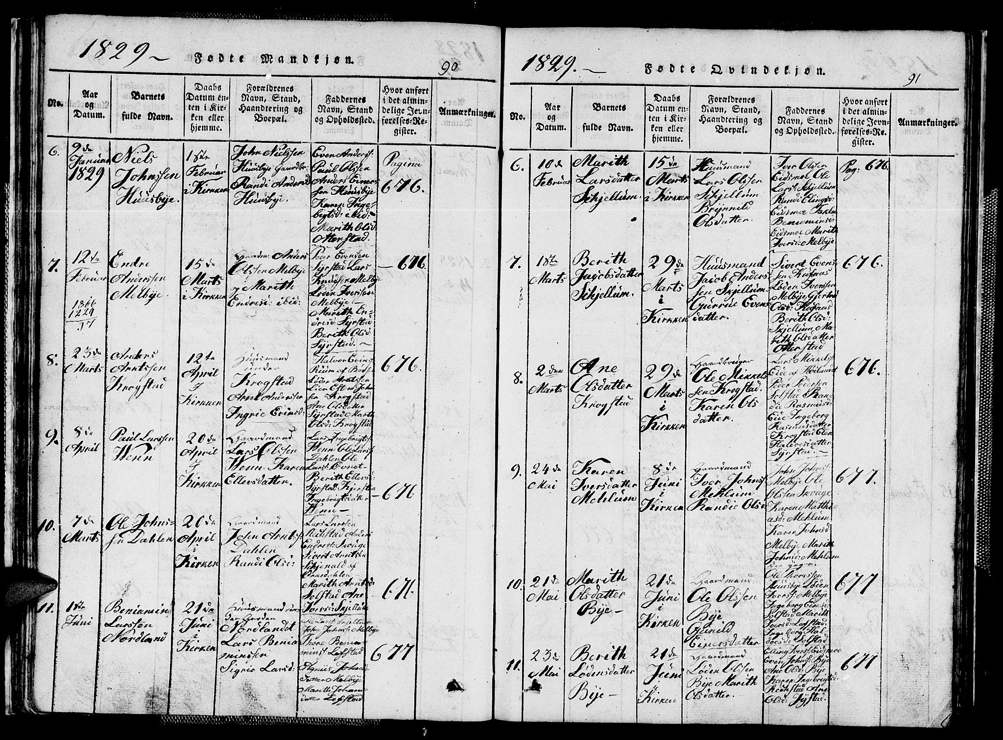 Ministerialprotokoller, klokkerbøker og fødselsregistre - Sør-Trøndelag, SAT/A-1456/667/L0796: Parish register (copy) no. 667C01, 1817-1836, p. 90-91