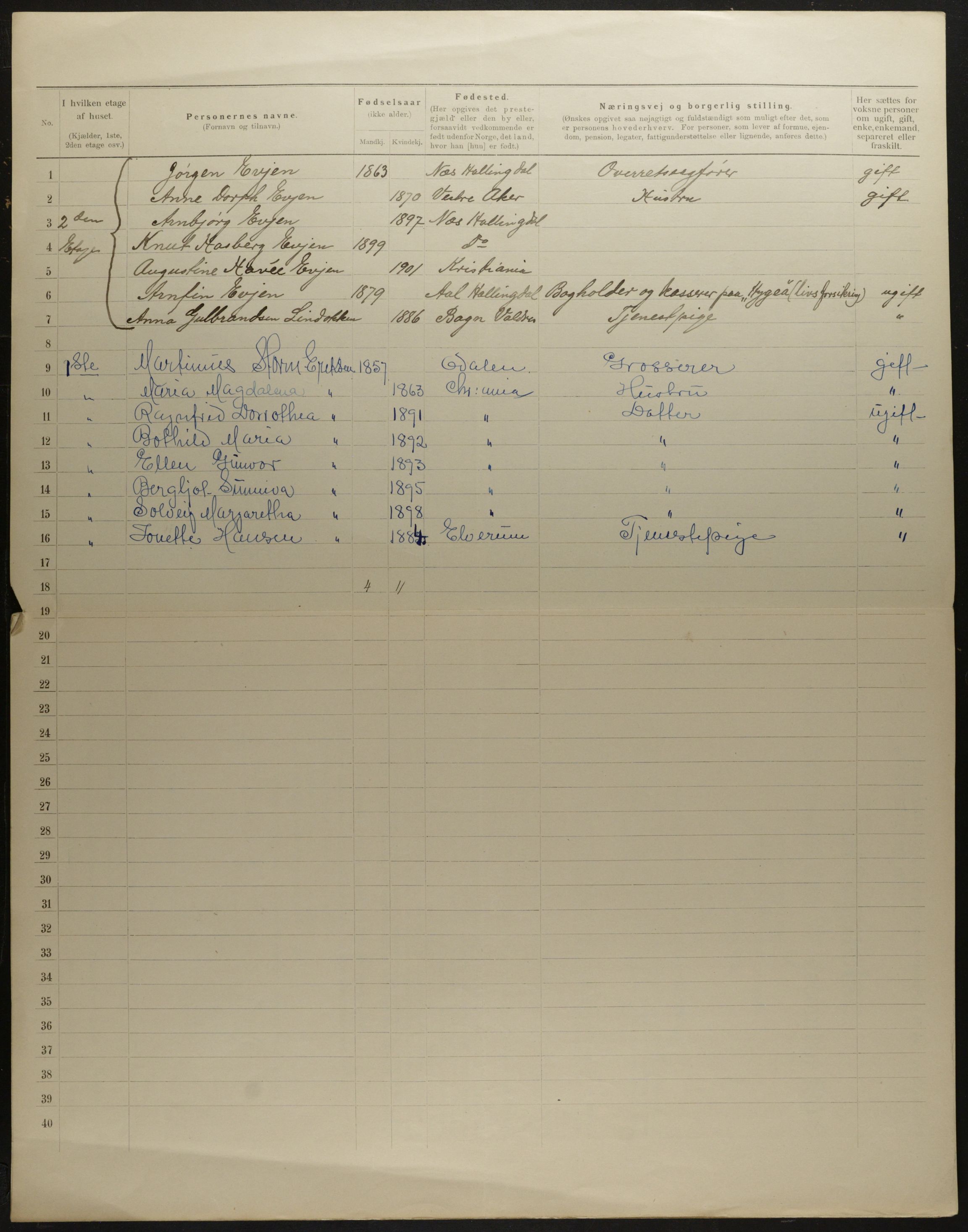 OBA, Municipal Census 1901 for Kristiania, 1901, p. 7307