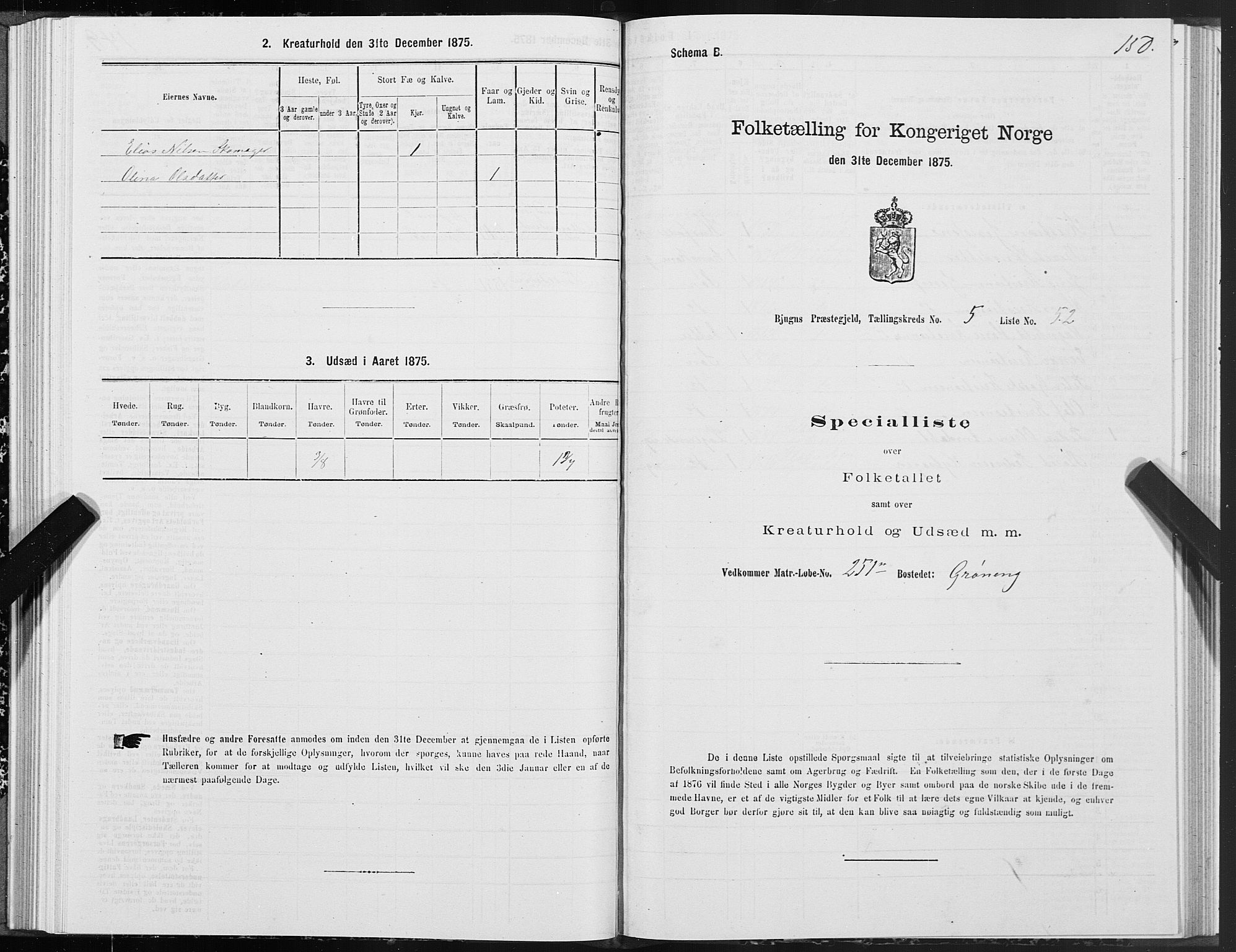 SAT, 1875 census for 1627P Bjugn, 1875, p. 3150