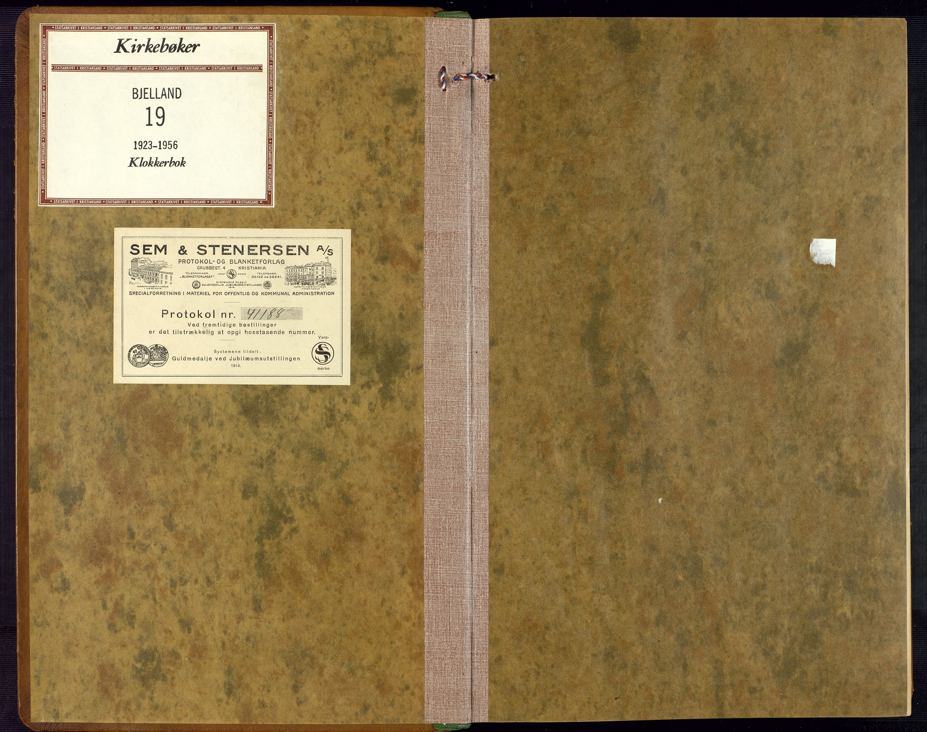 Bjelland sokneprestkontor, SAK/1111-0005/F/Fb/Fba/L0006: Parish register (copy) no. B 6, 1923-1956