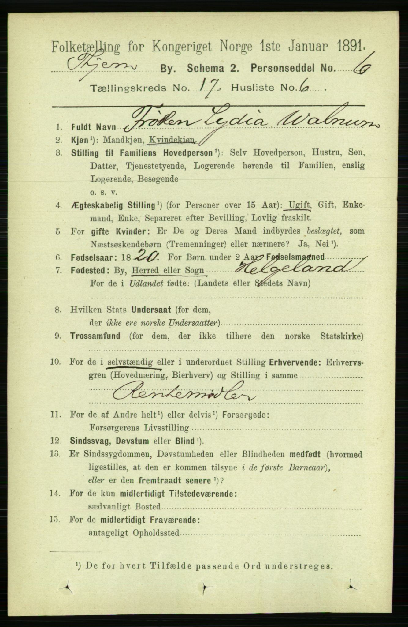 RA, 1891 census for 1601 Trondheim, 1891, p. 13268