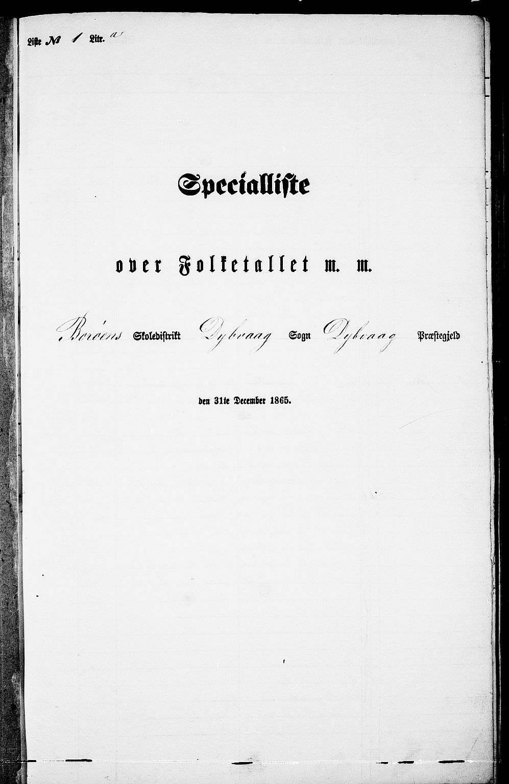 RA, 1865 census for Dypvåg, 1865, p. 12