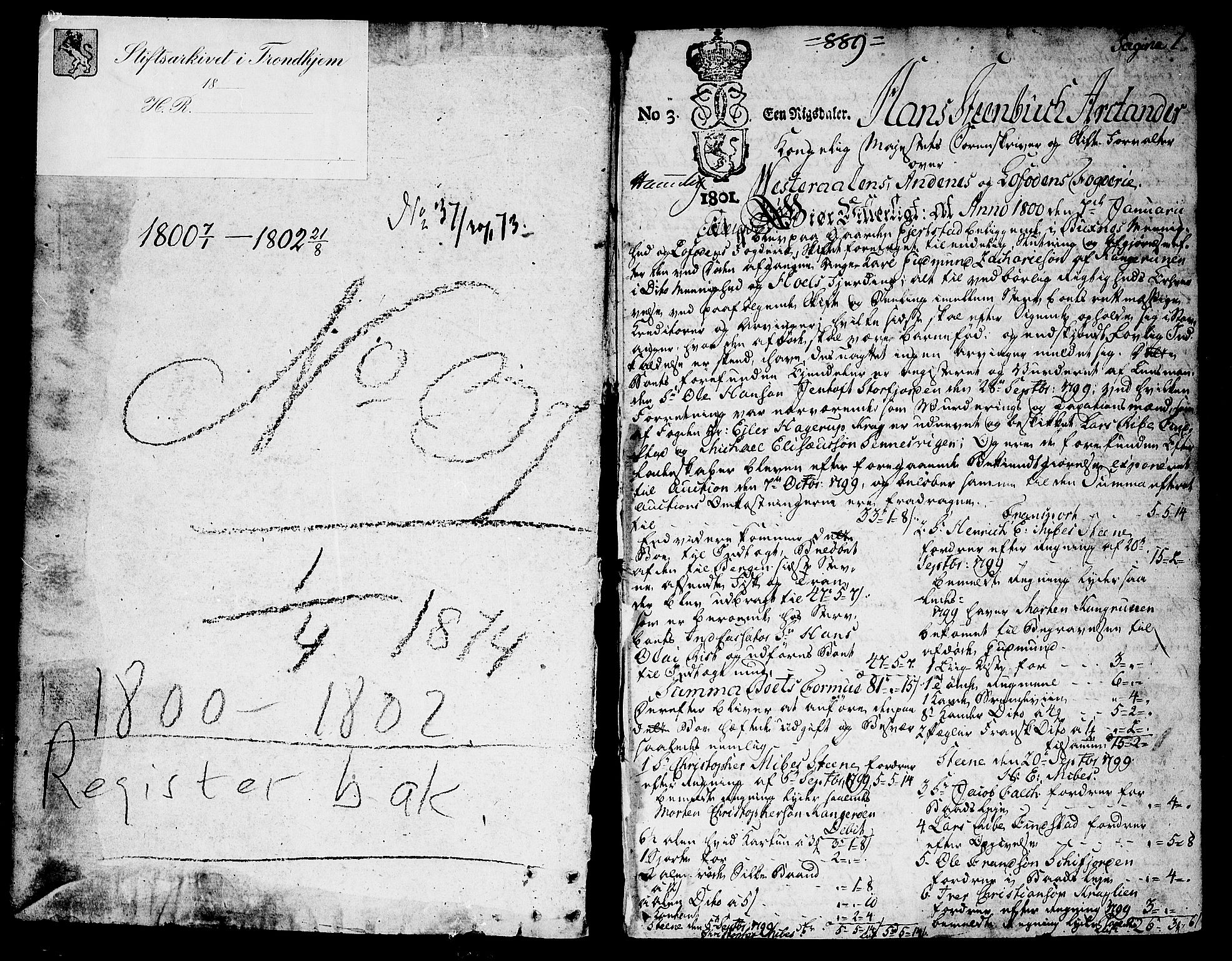 Vesterålen sorenskriveri, AV/SAT-A-4180/1/3/3A/L0009: Skifteprotokoll, 1800-1802, p. 0-1