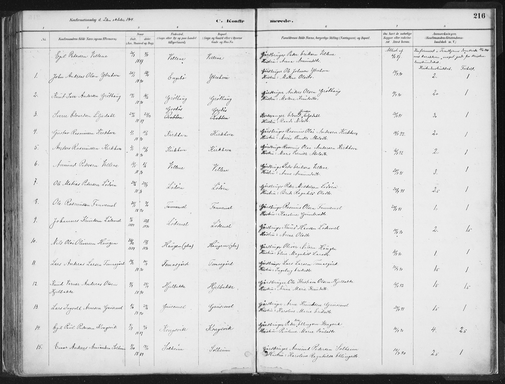 Hornindal sokneprestembete, AV/SAB-A-82401/H/Haa/Haaa/L0003/0001: Parish register (official) no. A 3A, 1887-1917, p. 216