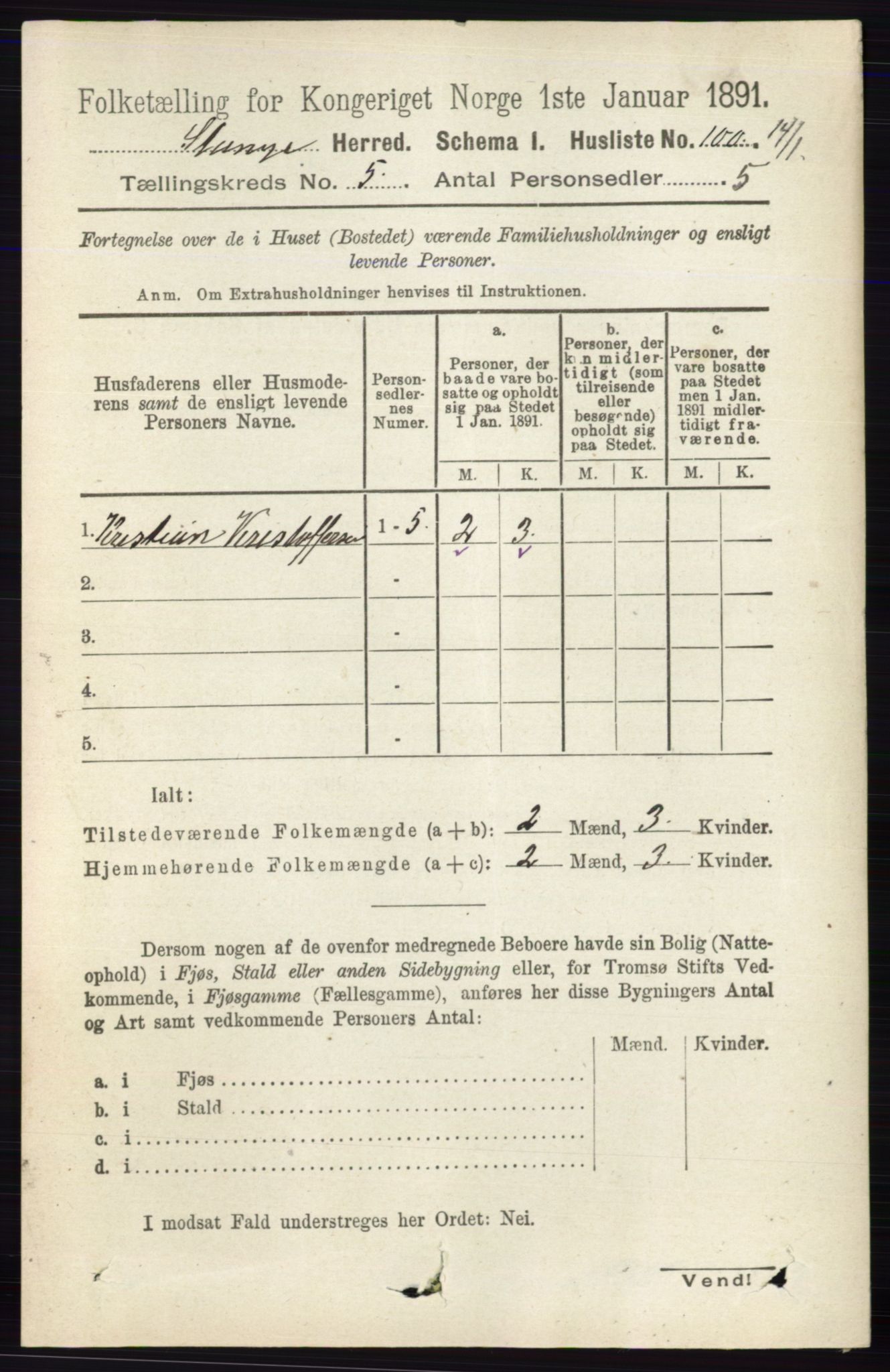 RA, 1891 census for 0417 Stange, 1891, p. 3093