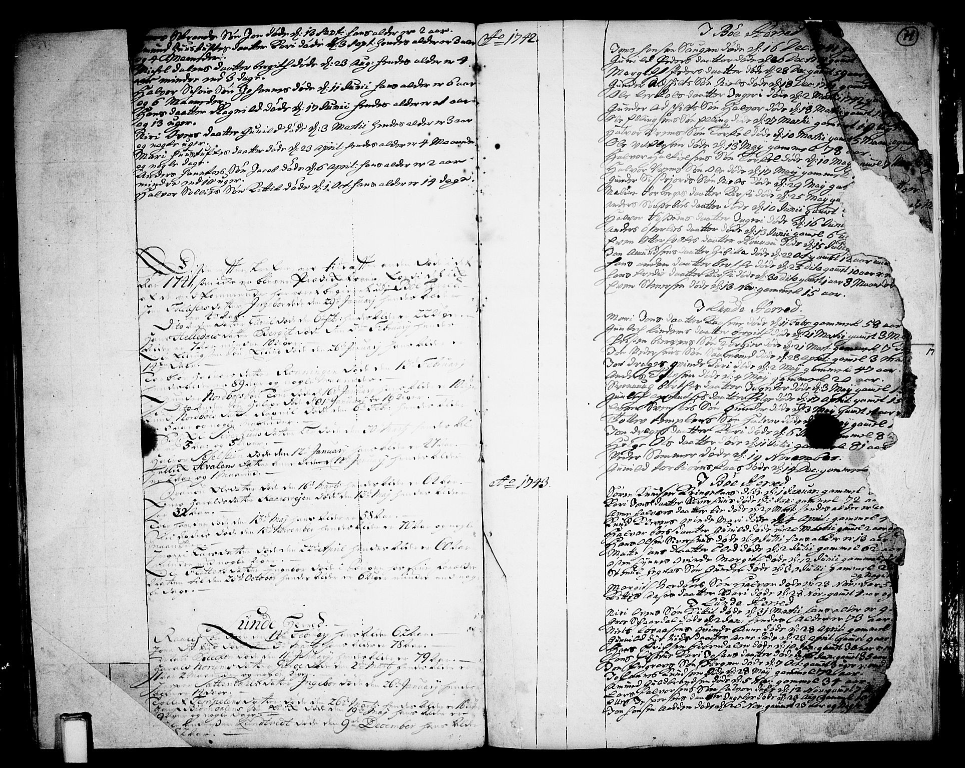Bø kirkebøker, SAKO/A-257/F/Fa/L0003: Parish register (official) no. 3, 1733-1748, p. 71
