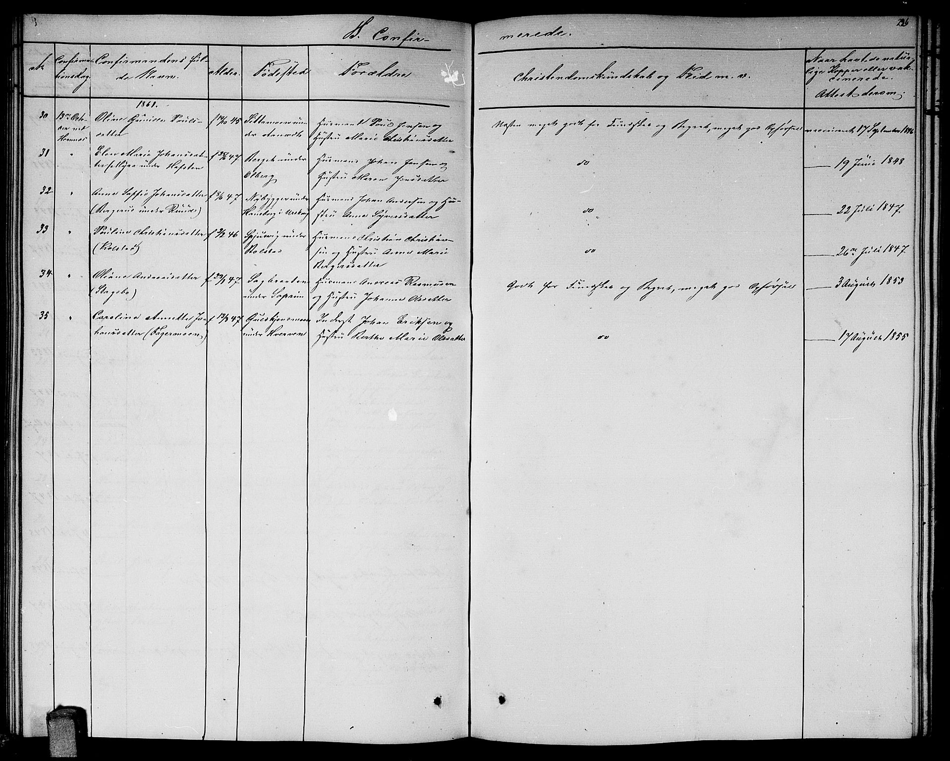Høland prestekontor Kirkebøker, AV/SAO-A-10346a/G/Ga/L0004: Parish register (copy) no. I 4, 1854-1862, p. 226