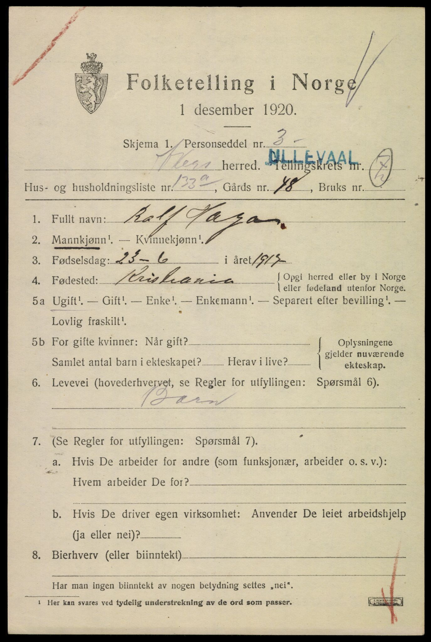 SAO, 1920 census for Aker, 1920, p. 51354