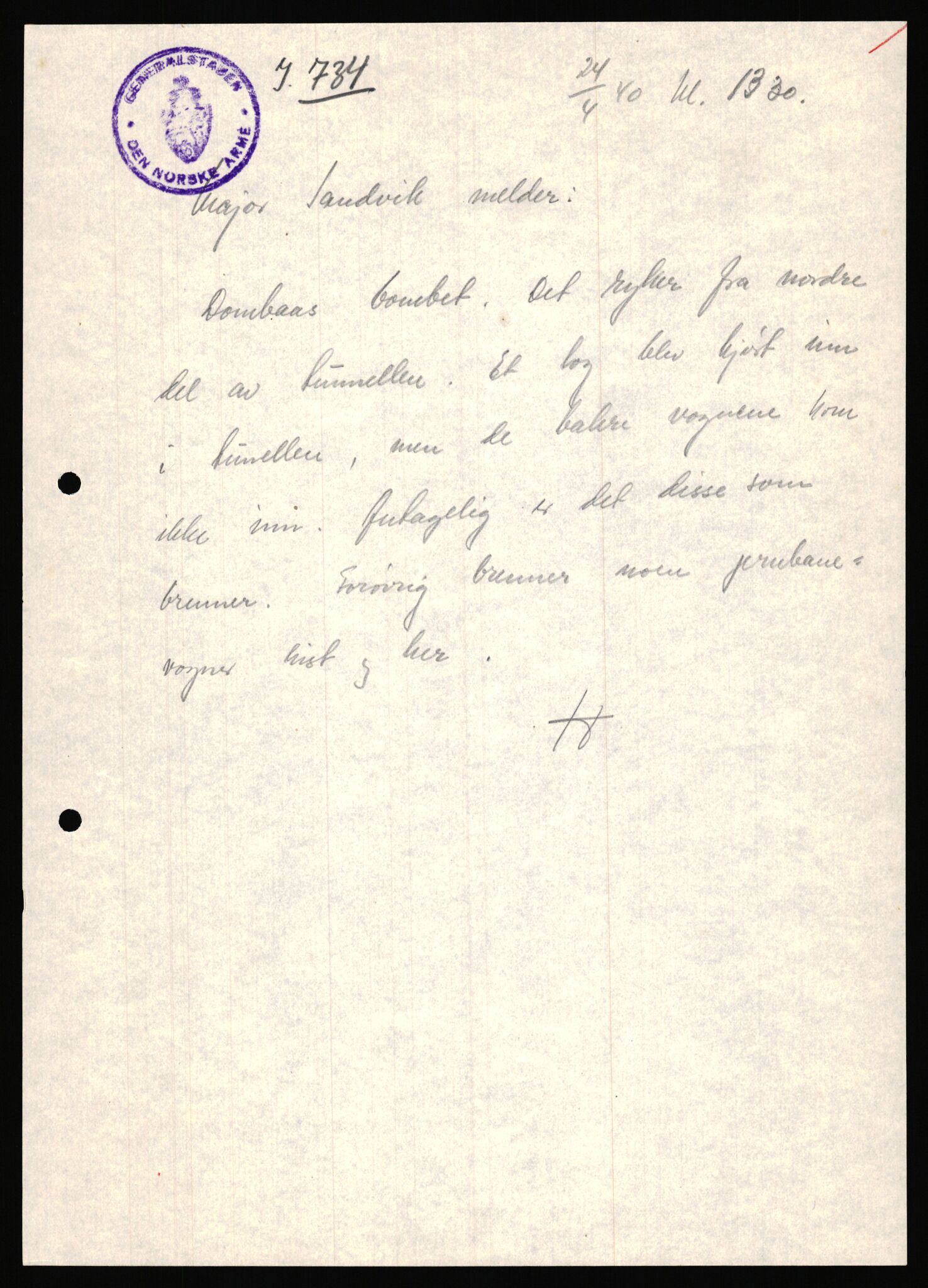 Forsvaret, Forsvarets krigshistoriske avdeling, AV/RA-RAFA-2017/Y/Ya/L0031: II-C-11-51 - Hærens overkommando, 1940, p. 291
