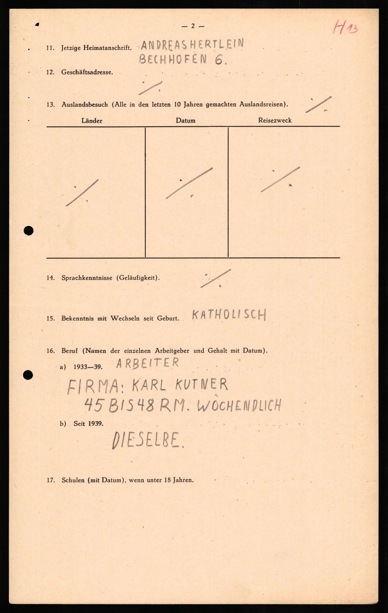 Forsvaret, Forsvarets overkommando II, AV/RA-RAFA-3915/D/Db/L0013: CI Questionaires. Tyske okkupasjonsstyrker i Norge. Tyskere., 1945-1946, p. 80