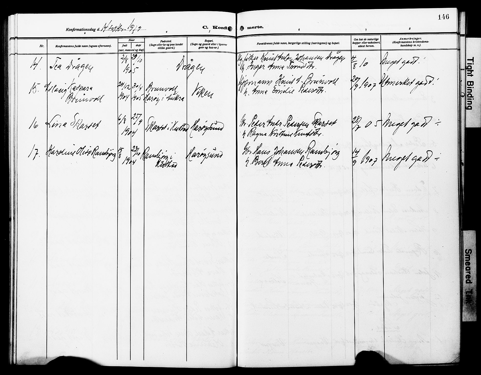 Ministerialprotokoller, klokkerbøker og fødselsregistre - Møre og Romsdal, SAT/A-1454/566/L0774: Parish register (copy) no. 566C03, 1910-1929, p. 146