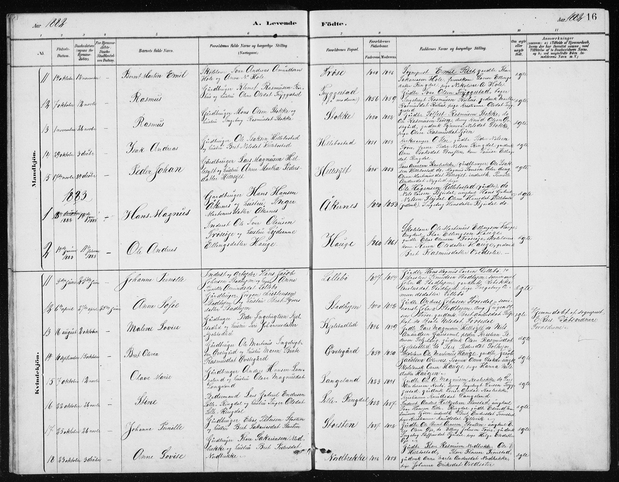 Ministerialprotokoller, klokkerbøker og fødselsregistre - Møre og Romsdal, SAT/A-1454/517/L0230: Parish register (copy) no. 517C03, 1879-1912, p. 16