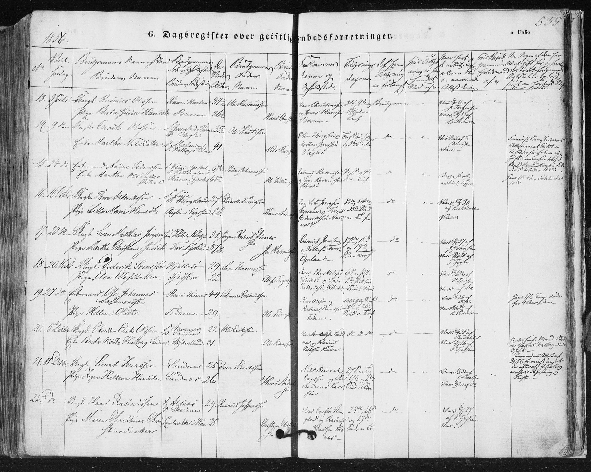 Høyland sokneprestkontor, SAST/A-101799/001/30BA/L0008: Parish register (official) no. A 8, 1841-1856, p. 535