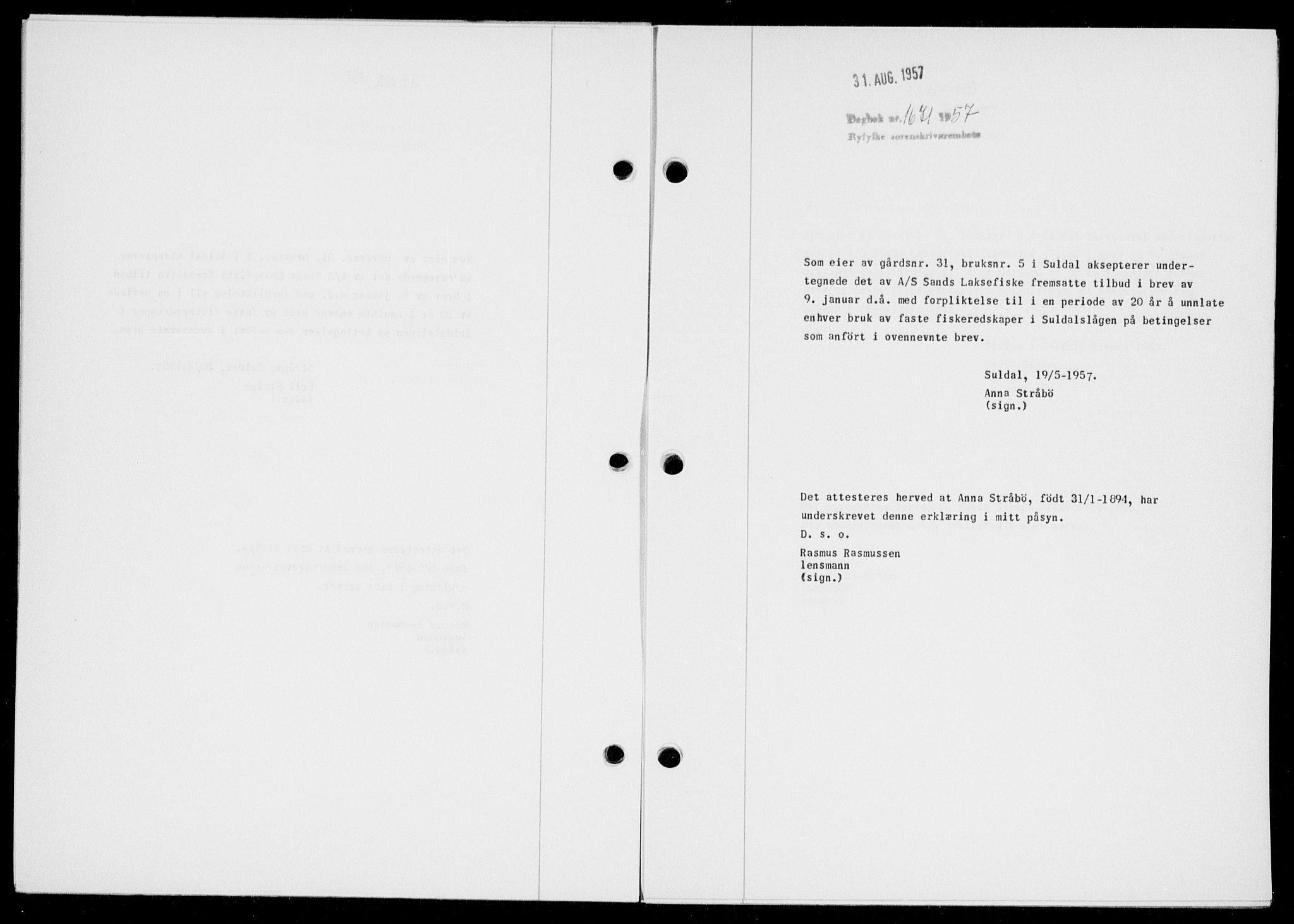 Ryfylke tingrett, SAST/A-100055/001/II/IIB/L0138: Mortgage book no. 117, 1957-1957, Diary no: : 1671/1957