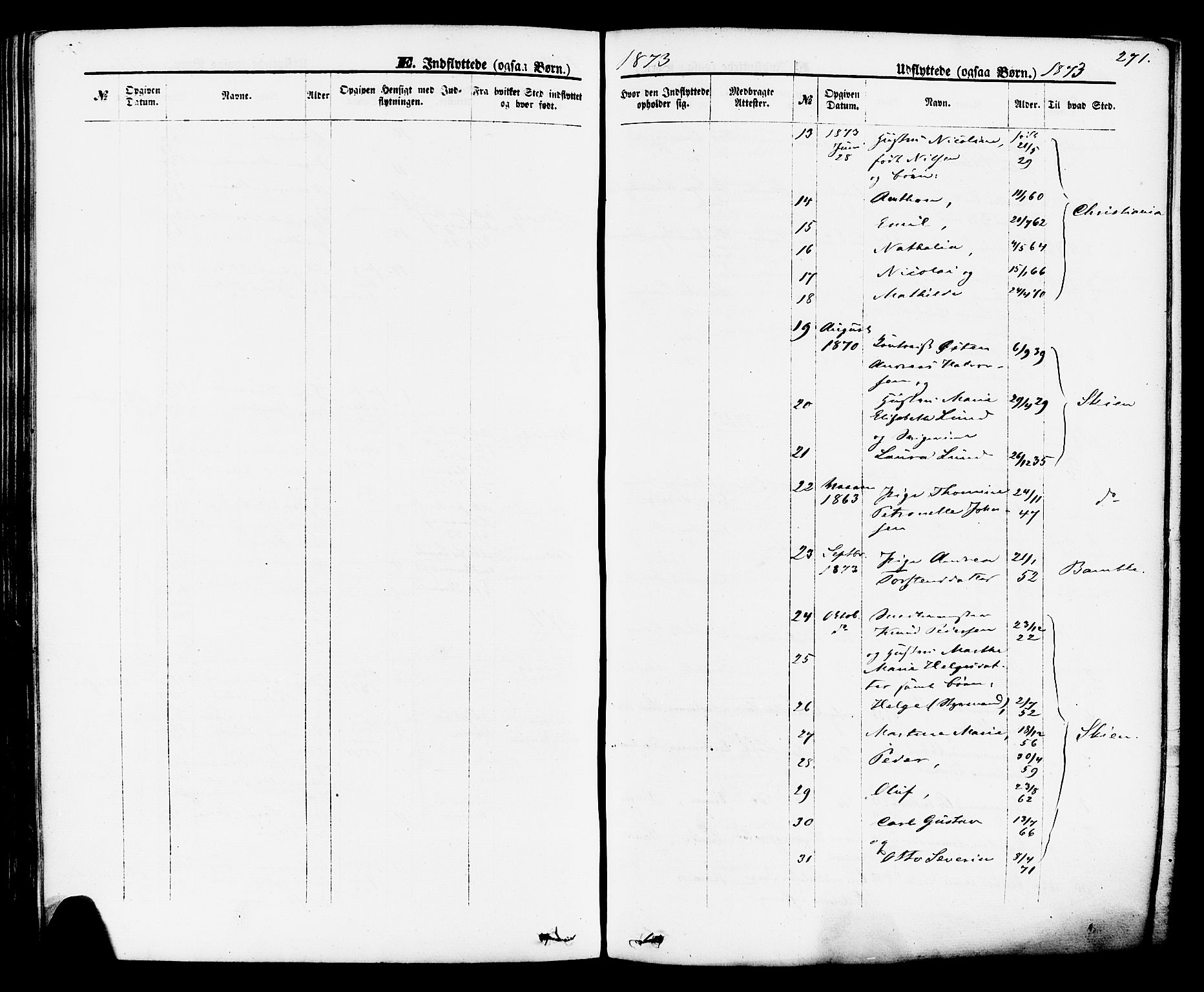 Brevik kirkebøker, SAKO/A-255/F/Fa/L0006: Parish register (official) no. 6, 1866-1881, p. 271