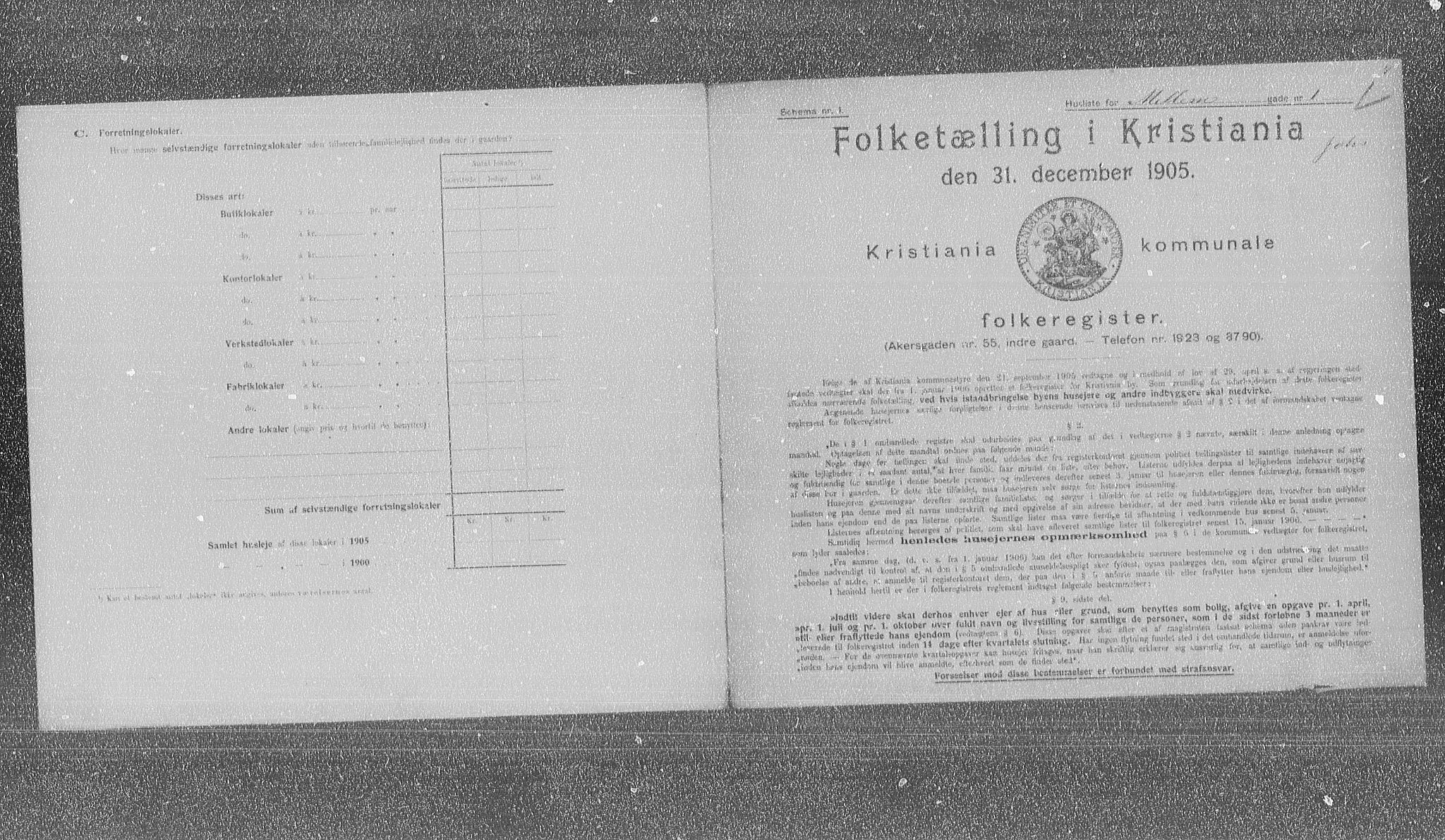 OBA, Municipal Census 1905 for Kristiania, 1905, p. 34174