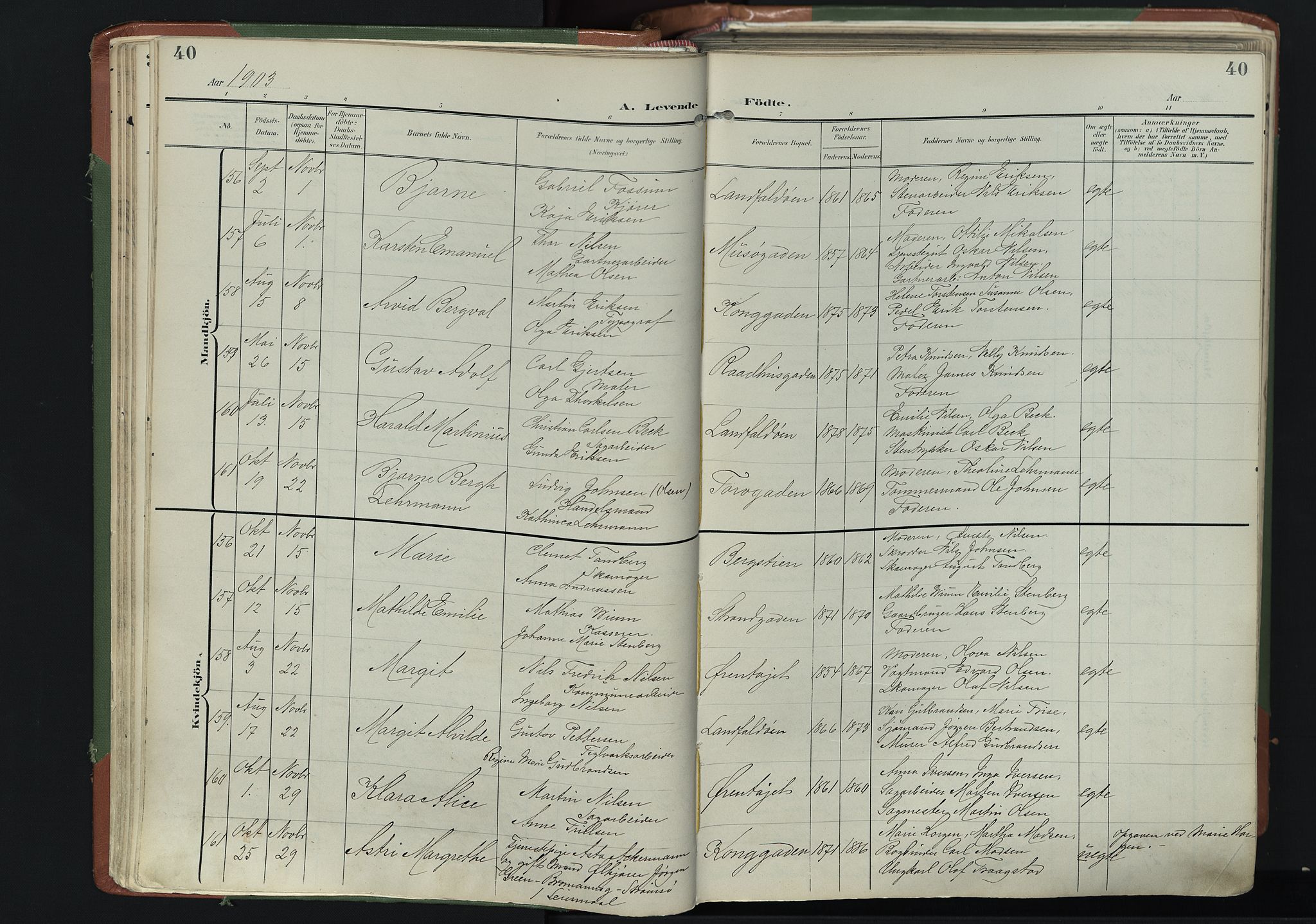 Bragernes kirkebøker, SAKO/A-6/F/Fb/L0009: Parish register (official) no. II 9, 1902-1911, p. 40