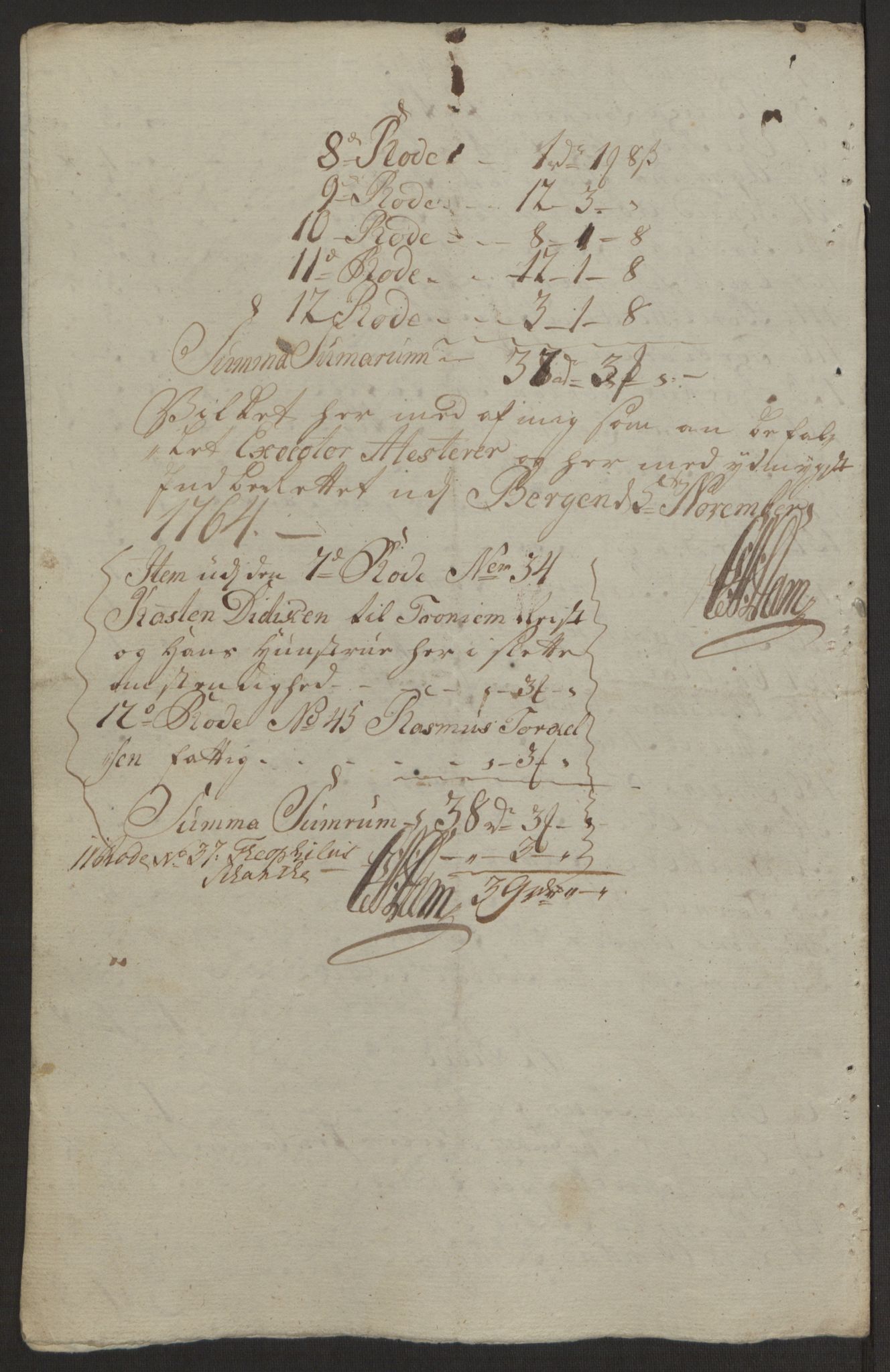 Rentekammeret inntil 1814, Reviderte regnskaper, Byregnskaper, AV/RA-EA-4066/R/Rp/L0367/0001: [P21] Kontribusjonsregnskap / Ekstraskatt, 1764, p. 220