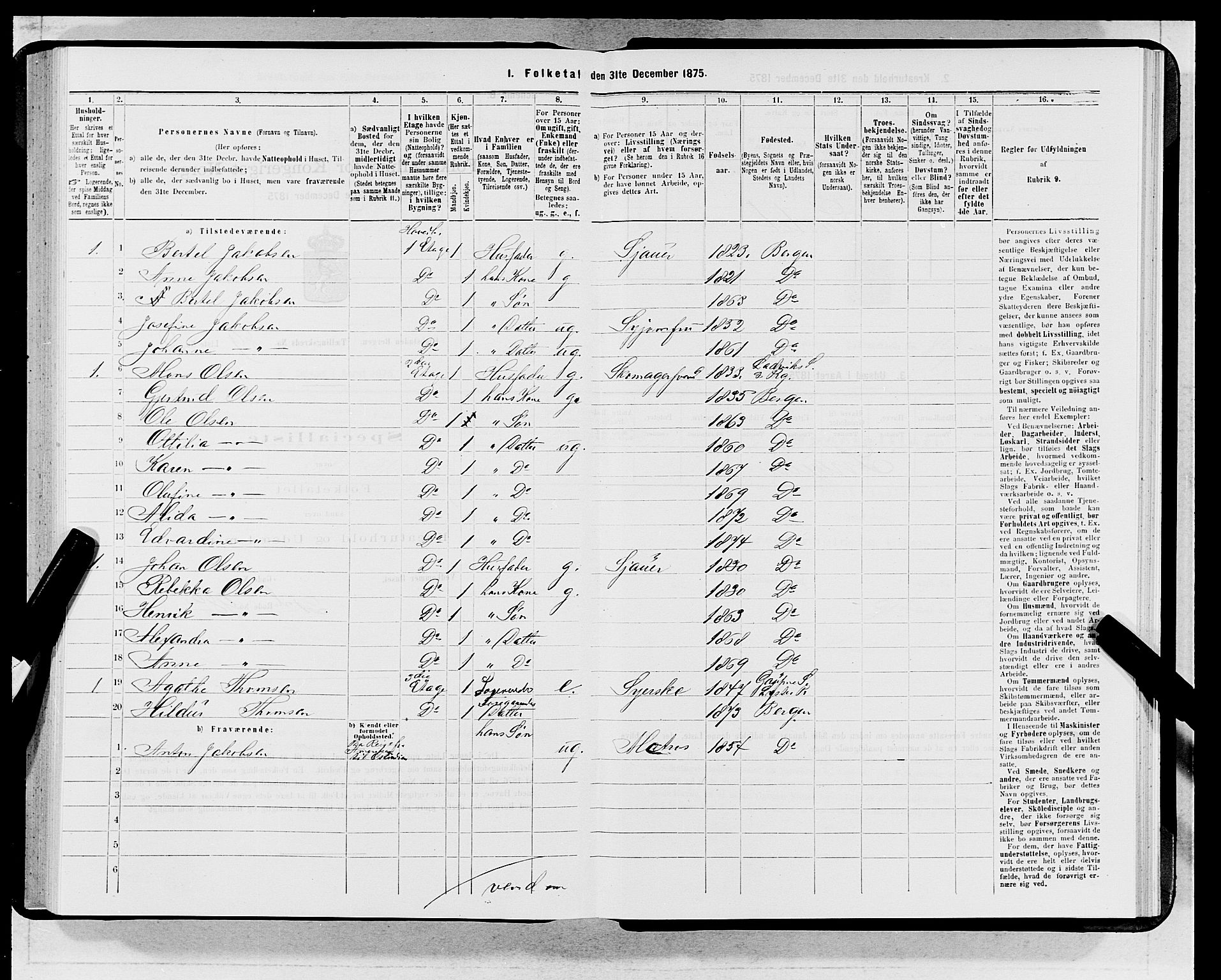 SAB, 1875 census for 1301 Bergen, 1875, p. 4773