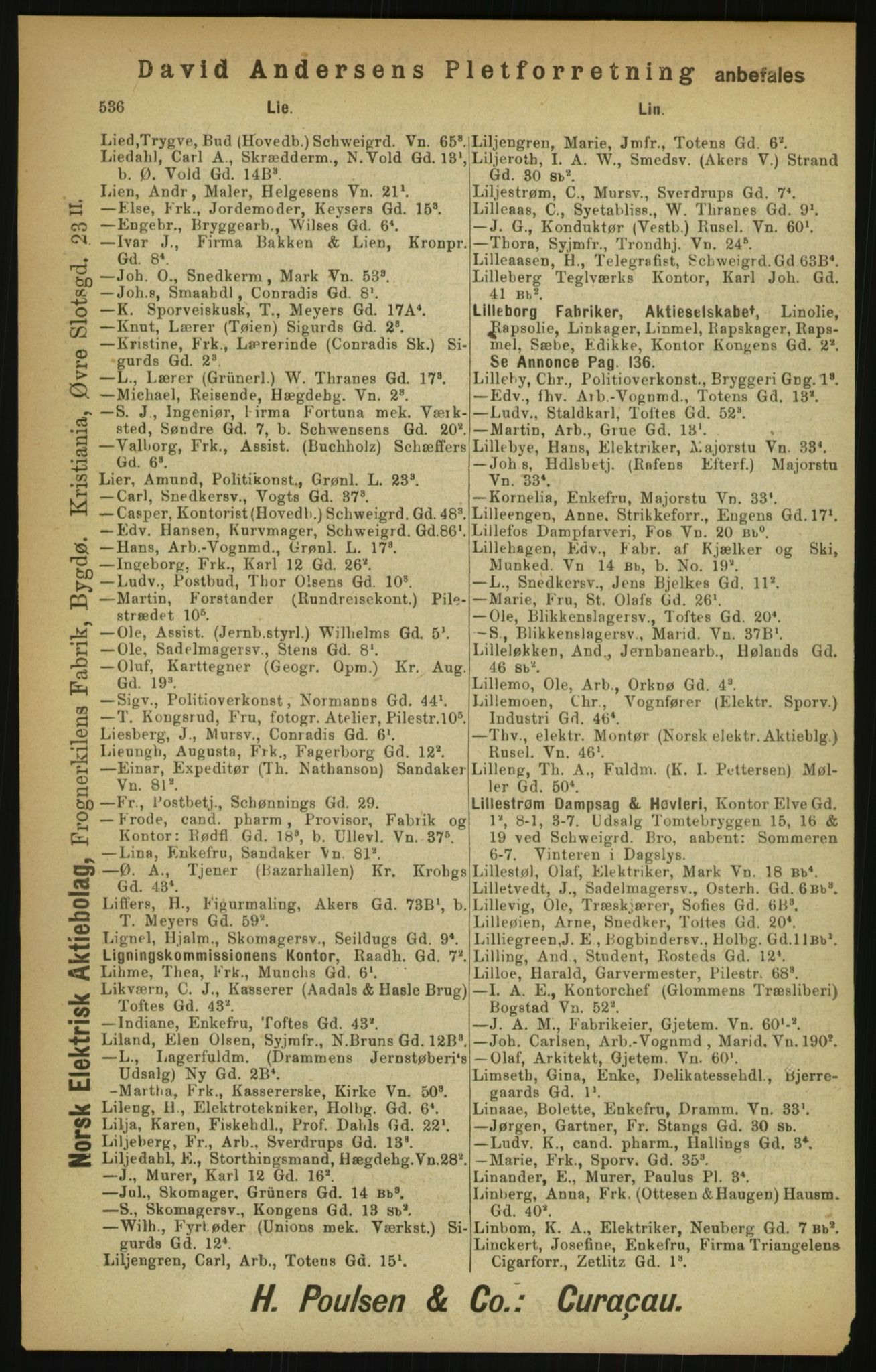 Kristiania/Oslo adressebok, PUBL/-, 1900, p. 536