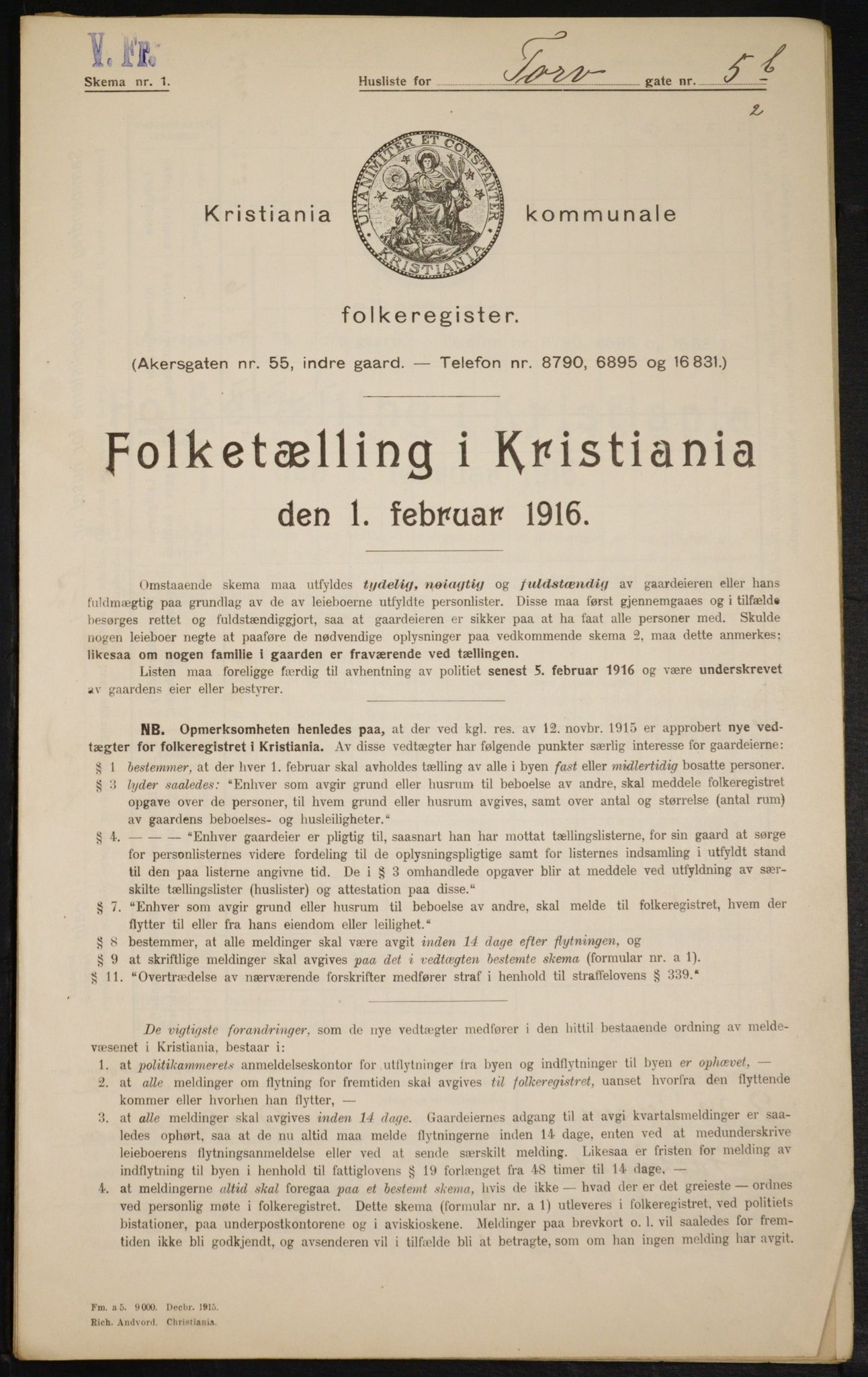 OBA, Municipal Census 1916 for Kristiania, 1916, p. 117117