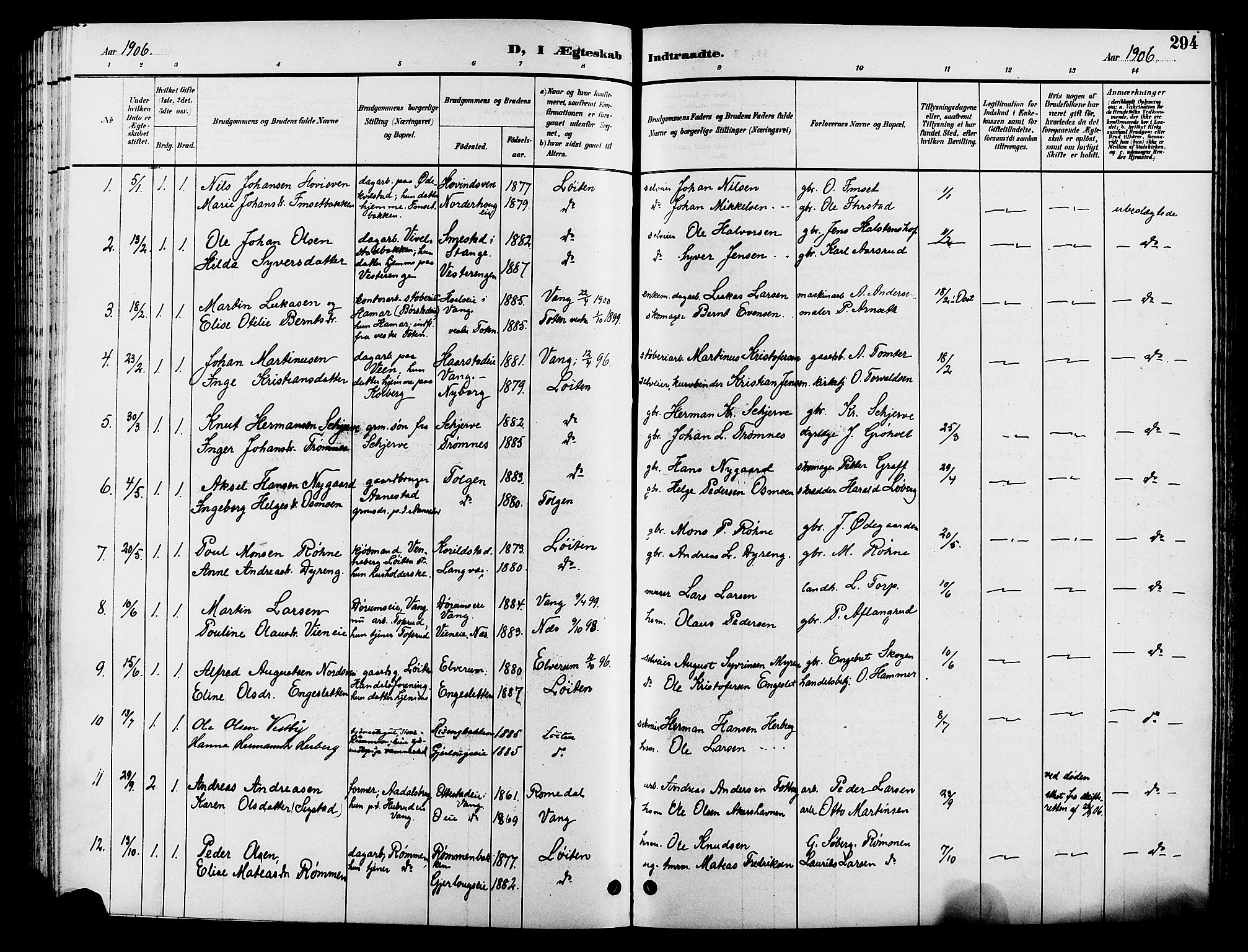 Løten prestekontor, AV/SAH-PREST-022/L/La/L0006: Parish register (copy) no. 6, 1892-1909, p. 294