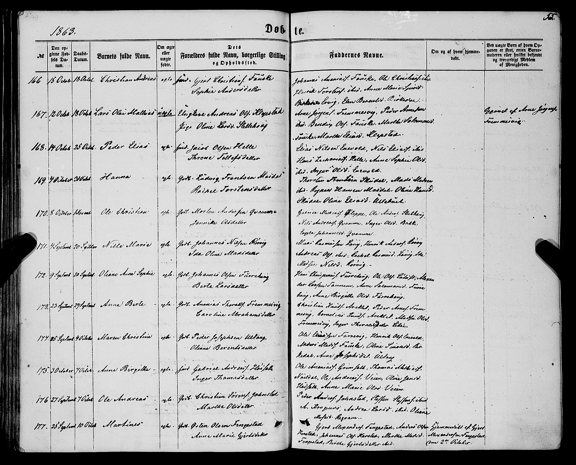 Førde sokneprestembete, SAB/A-79901/H/Haa/Haaa/L0009: Parish register (official) no. A 9, 1861-1877, p. 55