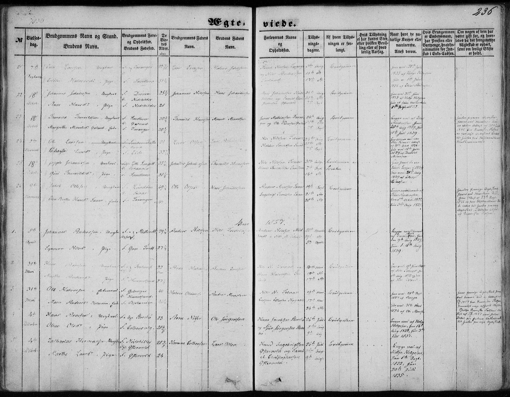 Sund sokneprestembete, AV/SAB-A-99930: Parish register (official) no. A 14, 1850-1866, p. 236