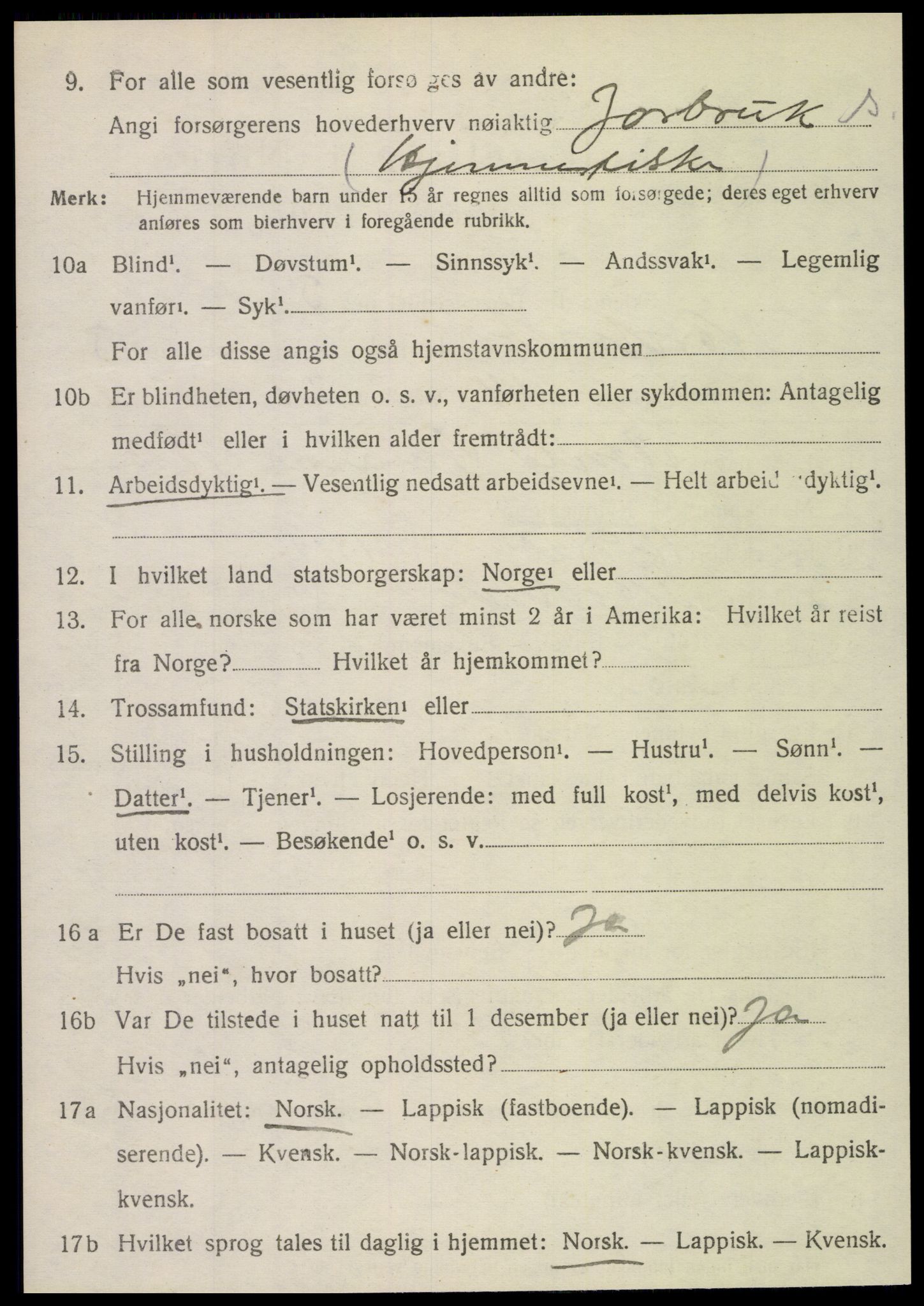 SAT, 1920 census for Nordvik, 1920, p. 1445